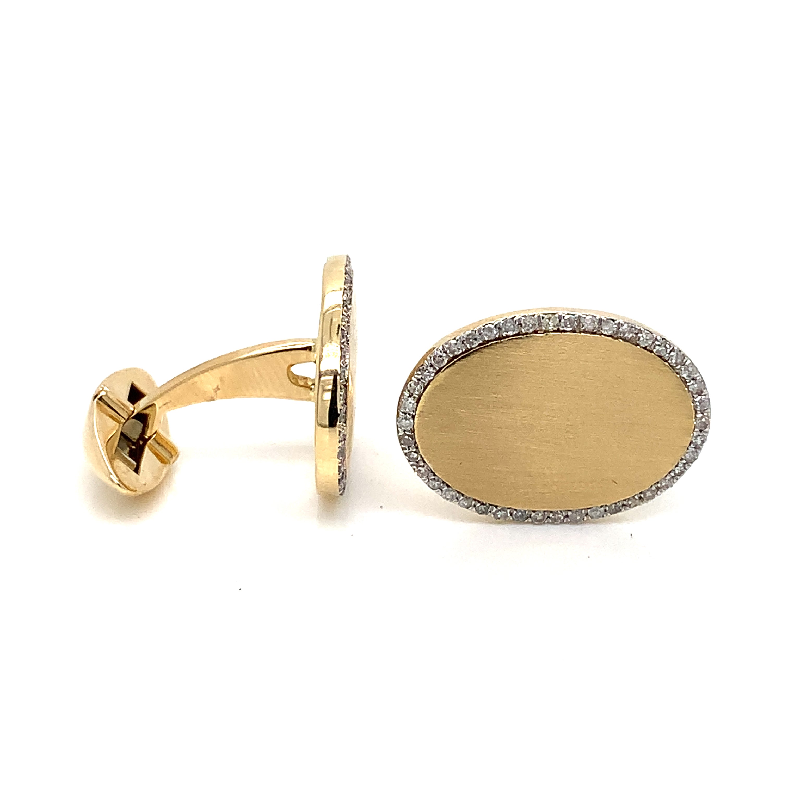 Yellow Gold Cufflinks with Diamond Only Stones