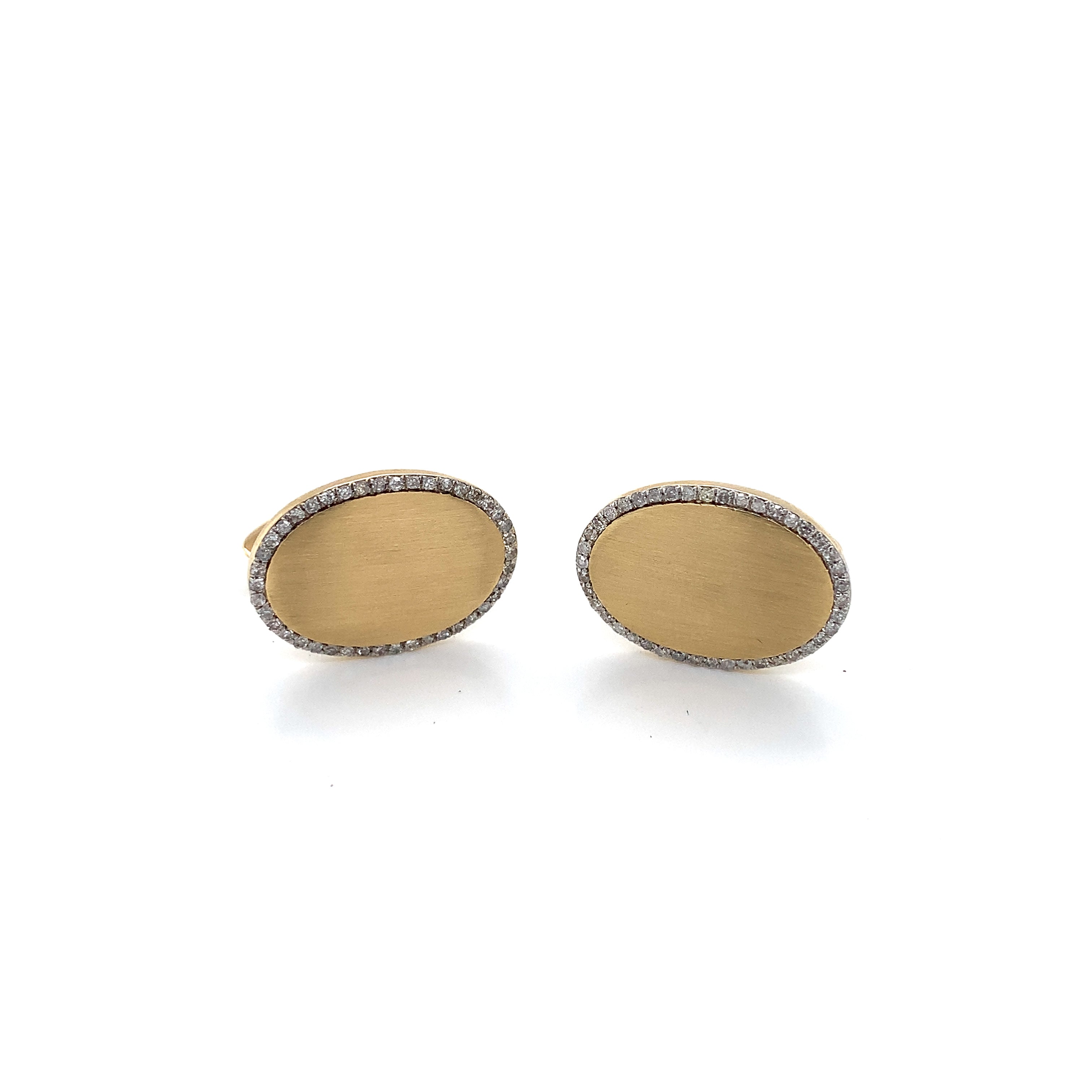 Yellow Gold Cufflinks with Diamond Only Stones