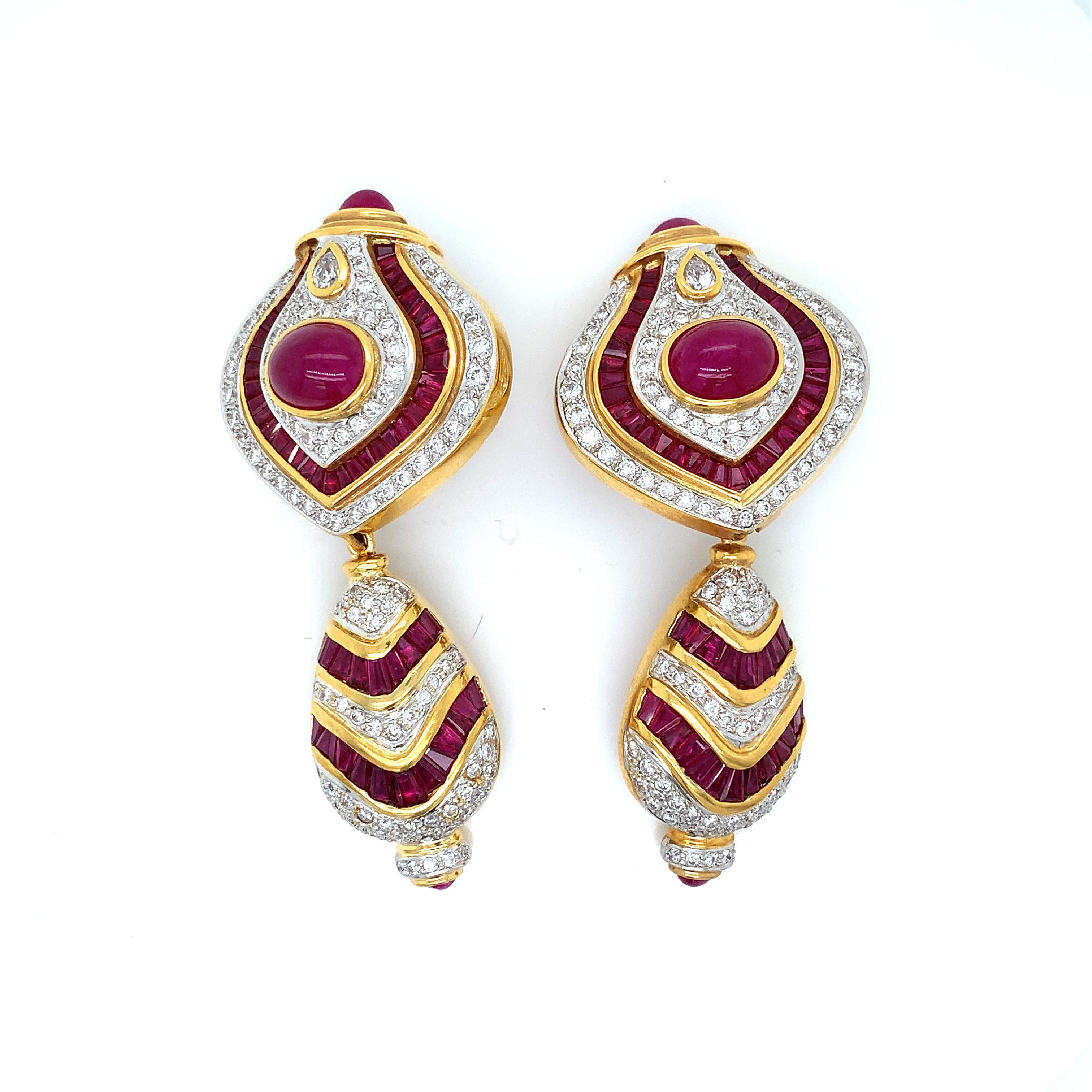 RUBY & RUBY CABOCHON EARRINGS