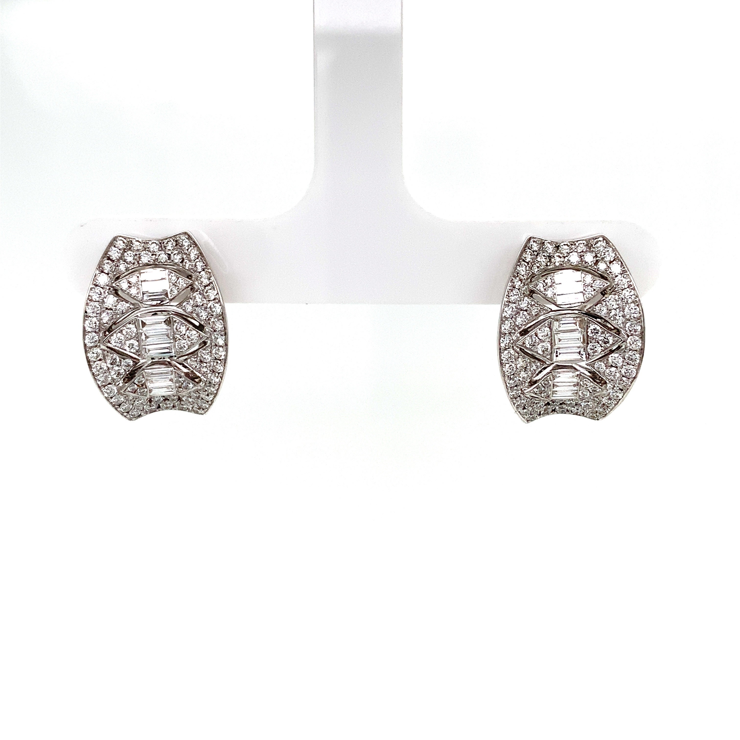 White Gold Huggie Earrings with Diamond Only Stones