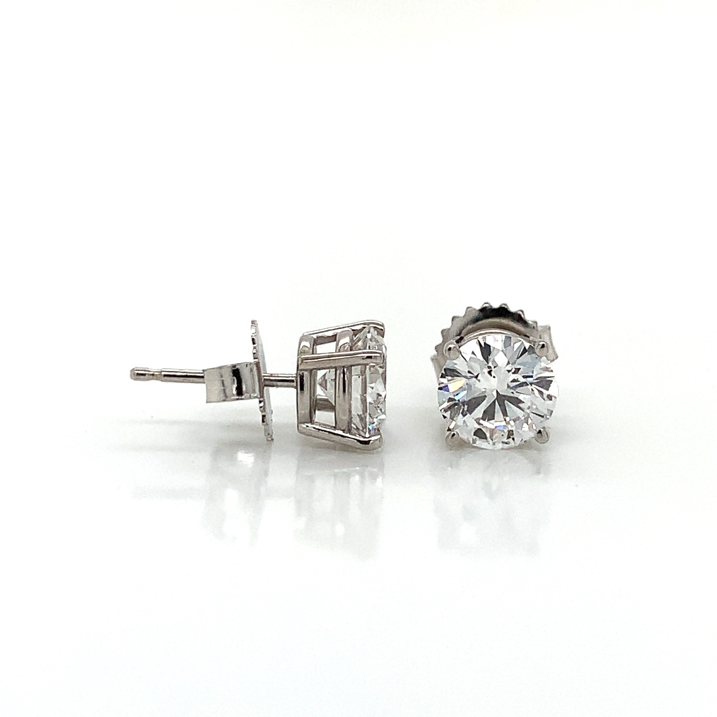White Gold Stud Earrings with Diamond Only Stones