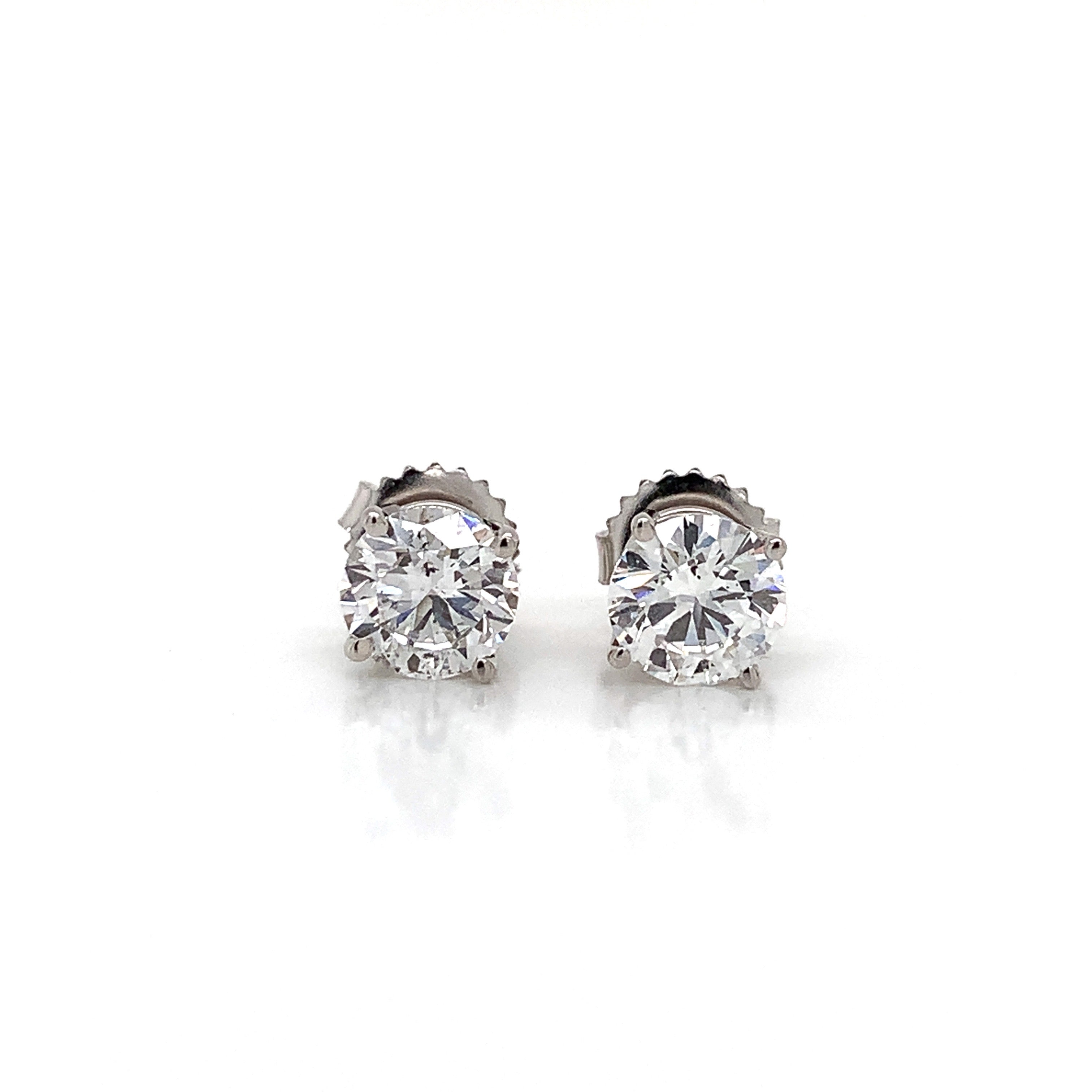 White Gold Stud Earrings with Diamond Only Stones
