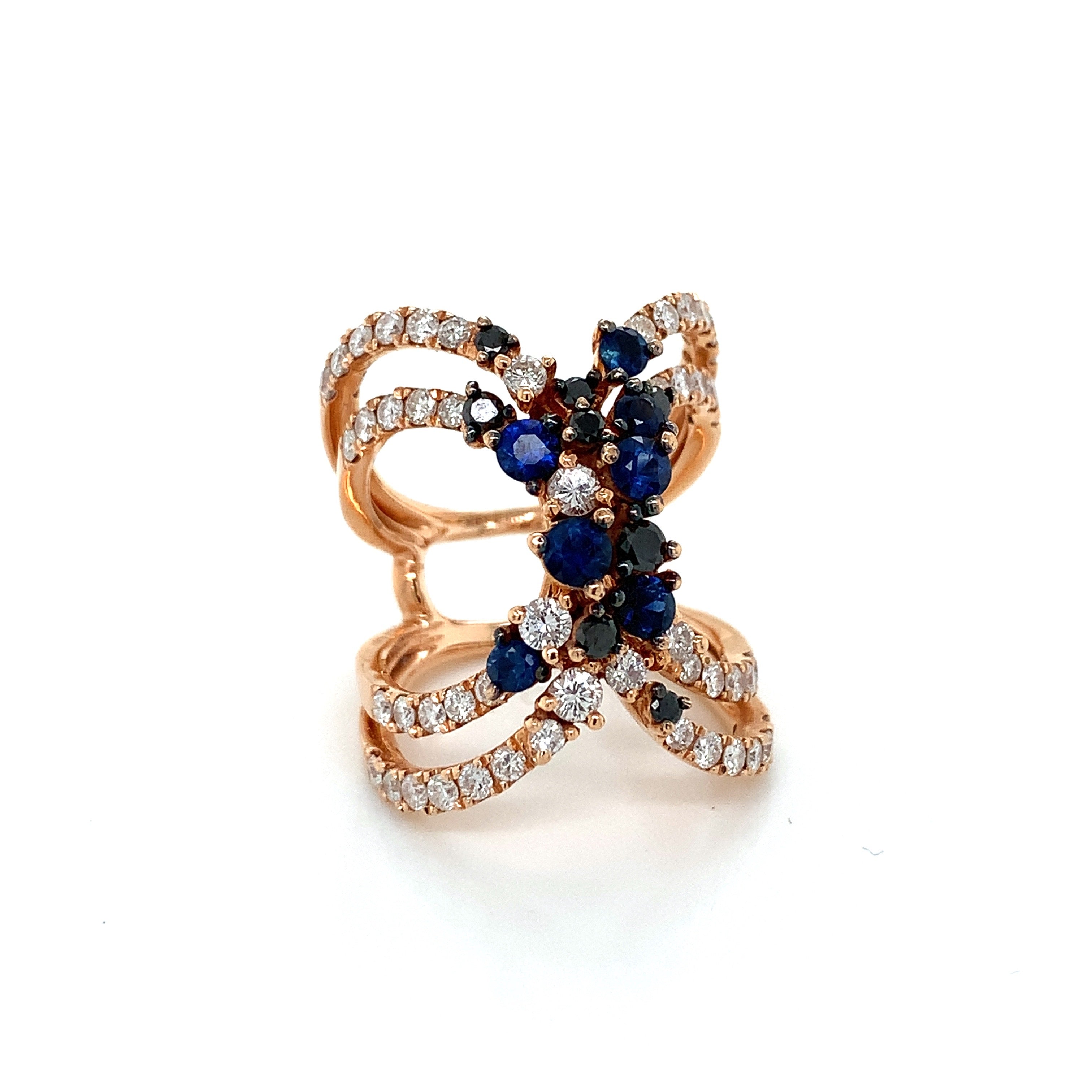 SAPPHIRE & BLACK DIAMOND RING