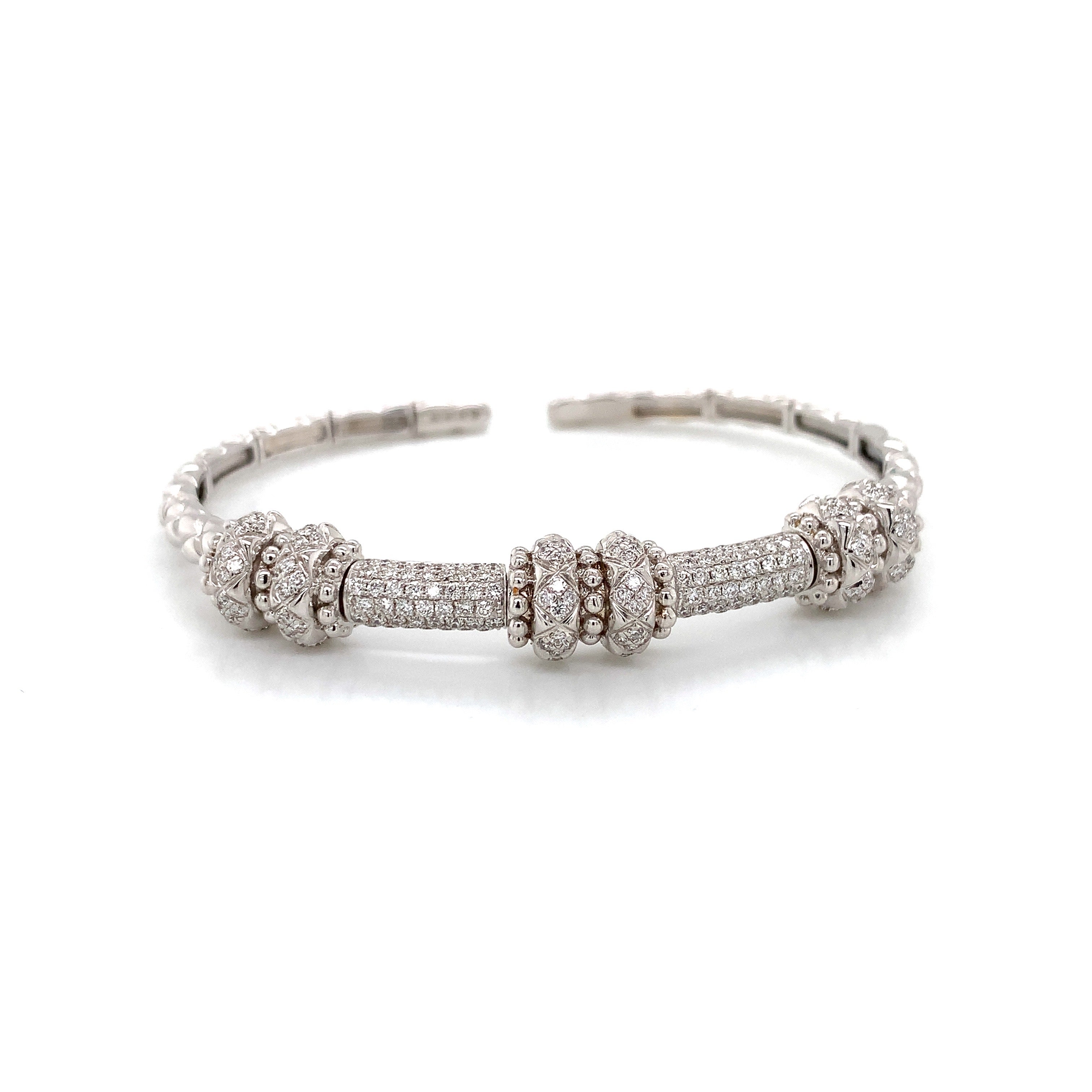 White Gold Bangle Bracelet with Diamond Only Stones