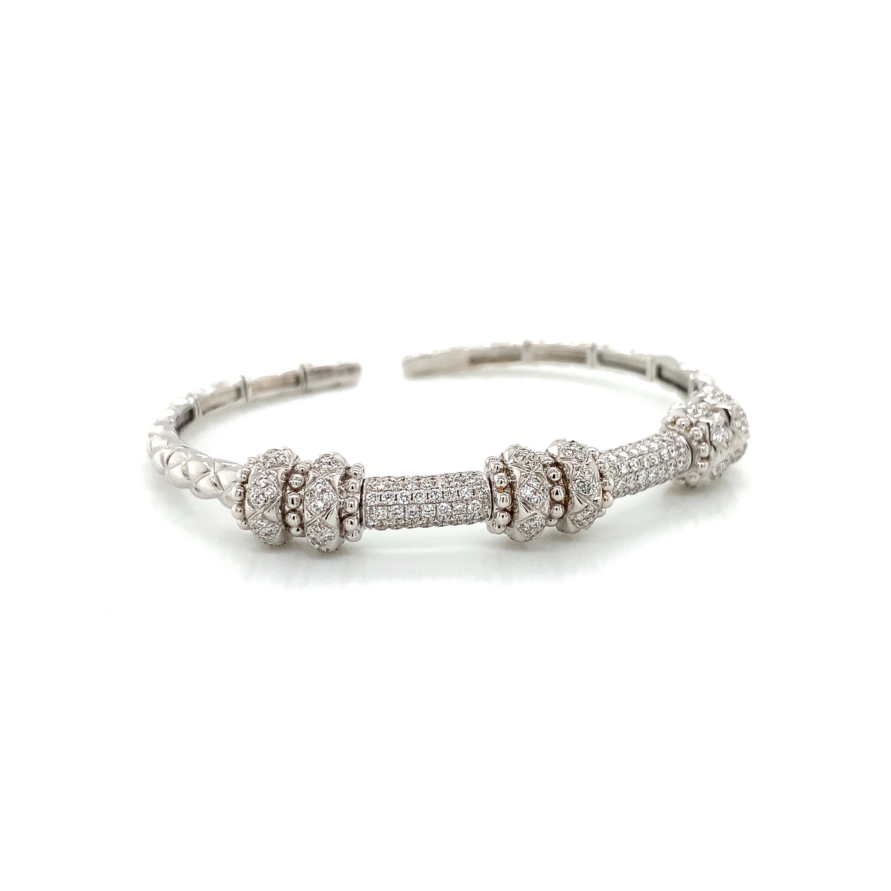 White Gold Bangle Bracelet with Diamond Only Stones
