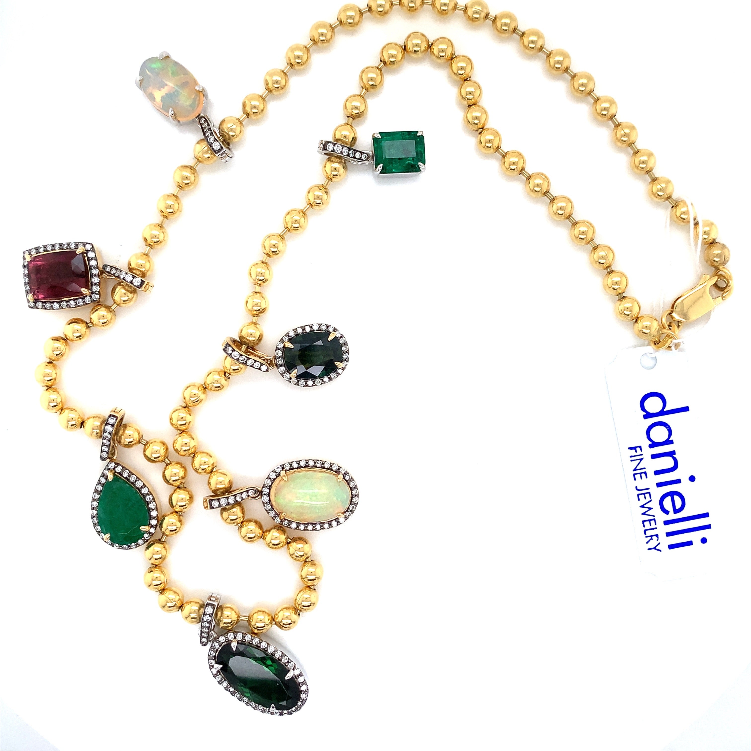 MULTI STONE CHARM NECKLACE
