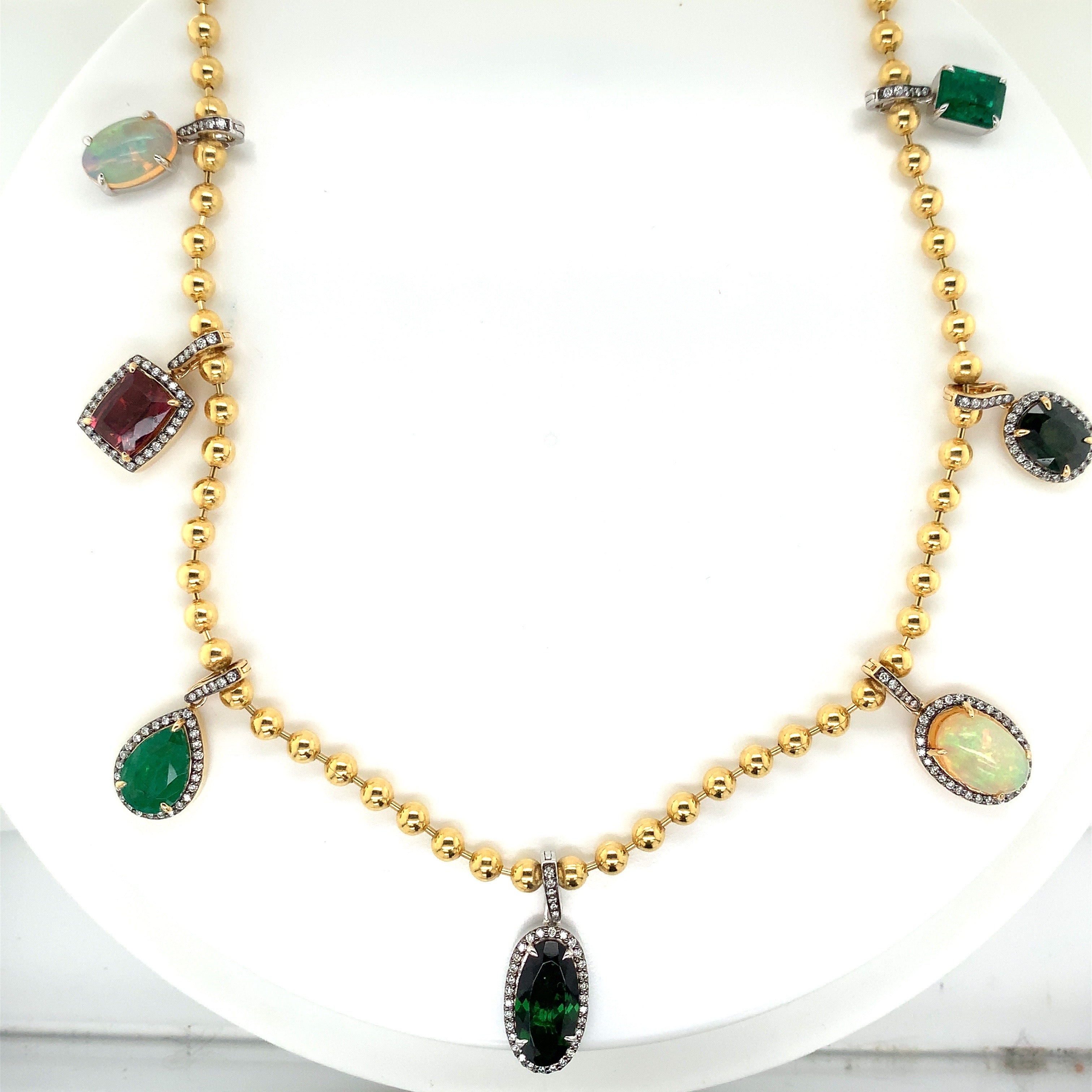 MULTI STONE CHARM NECKLACE