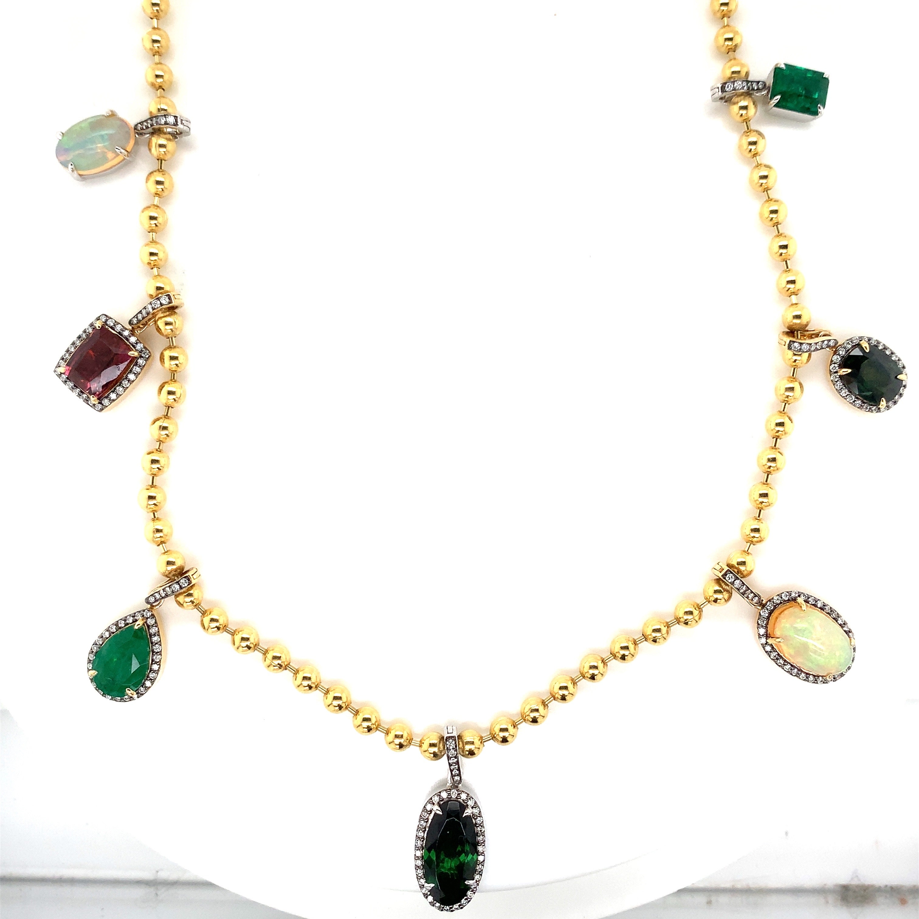 MULTI STONE CHARM NECKLACE