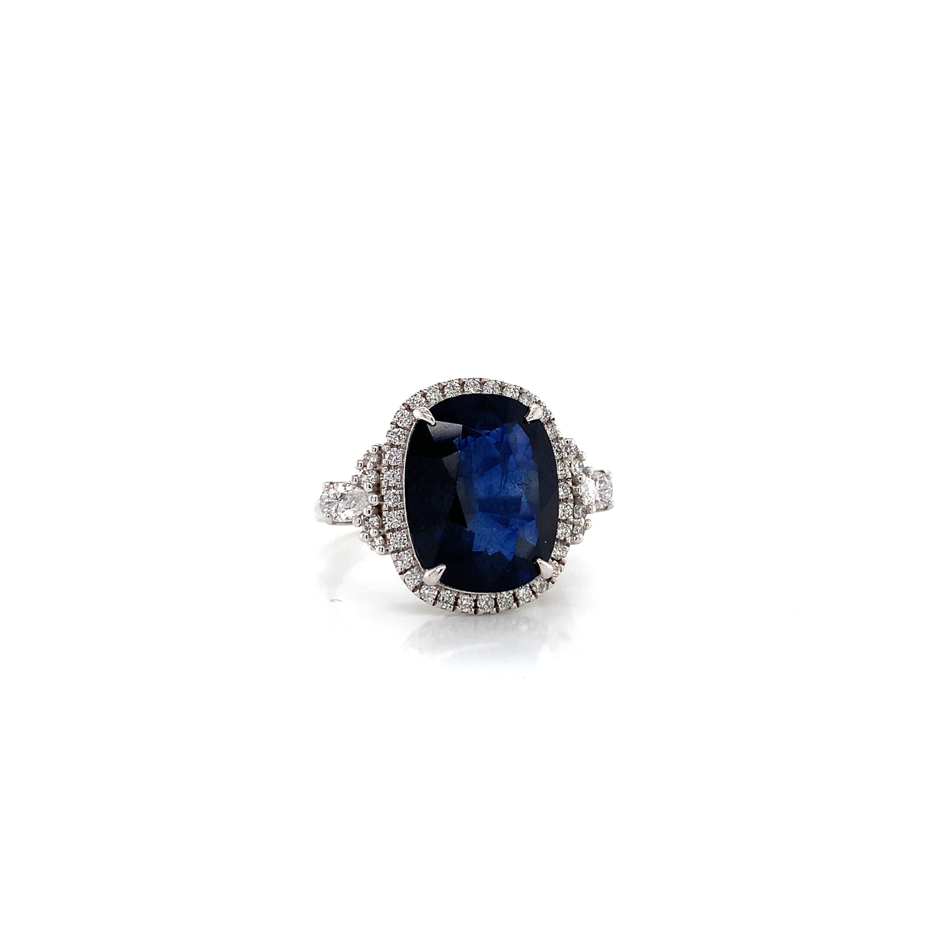 White Gold Ring with Diamond, Sapphire Stones