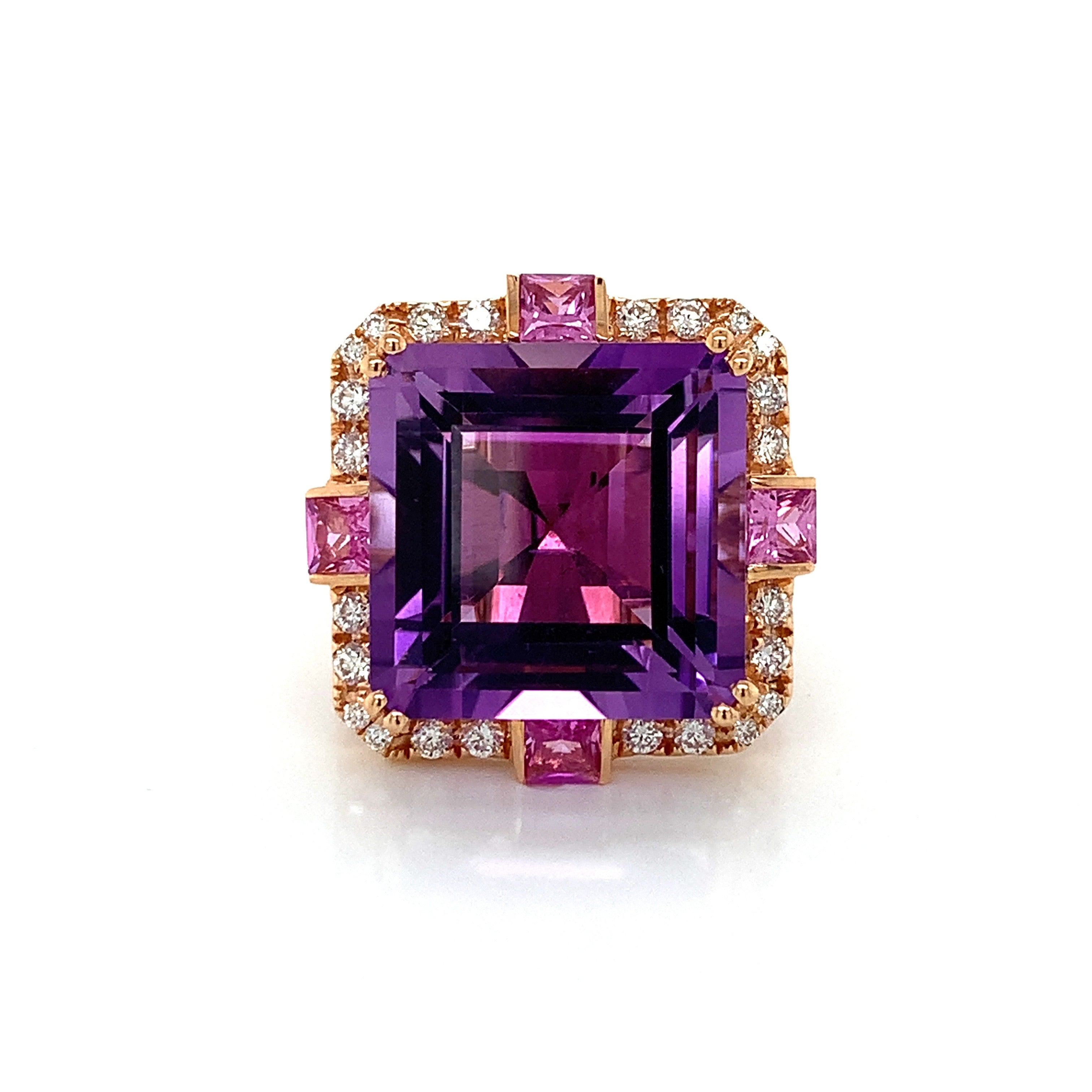 AMETHYST AND PINK SAPPHIRE RING
