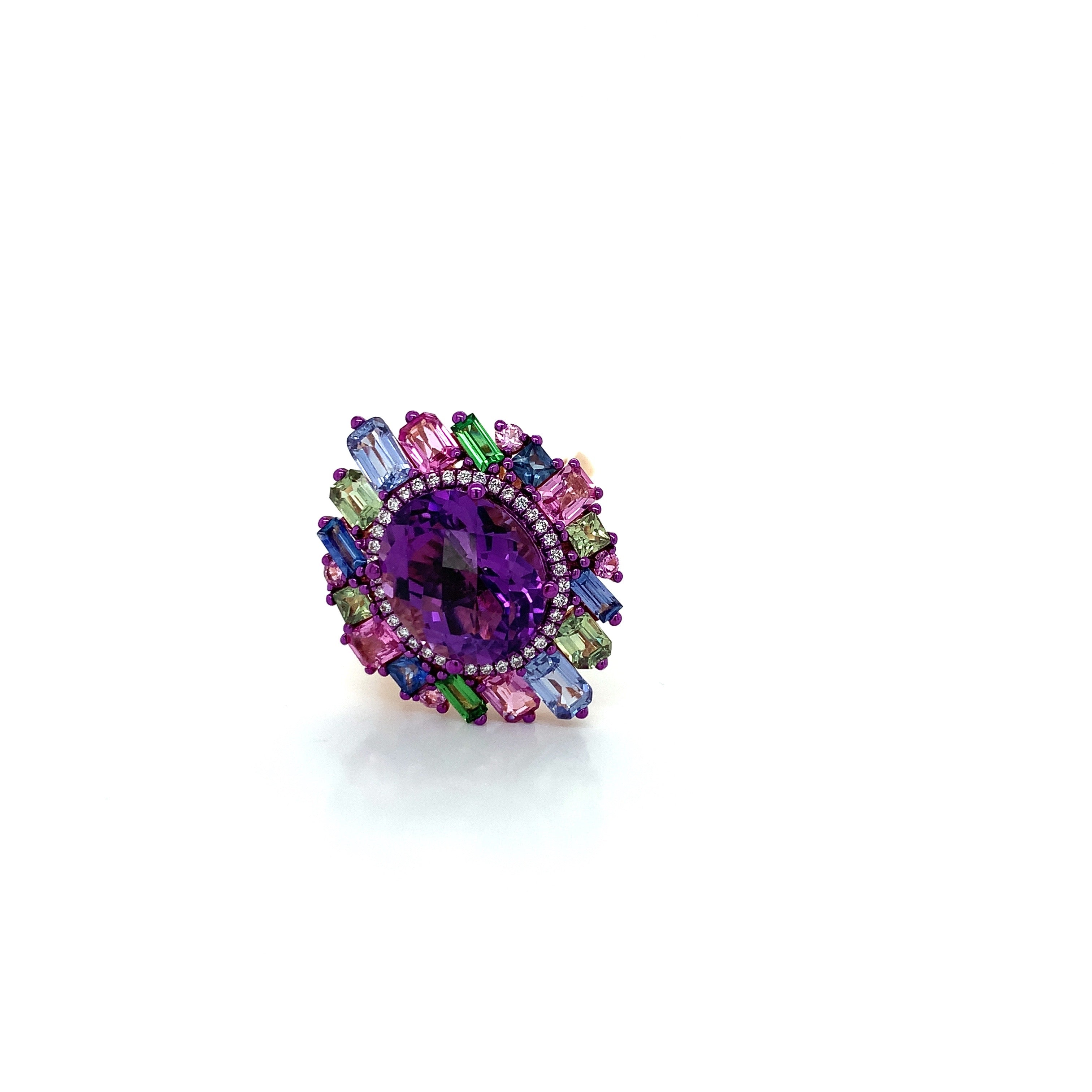 AMETHYST AND MULTI COLORED SAPPHIRE RING