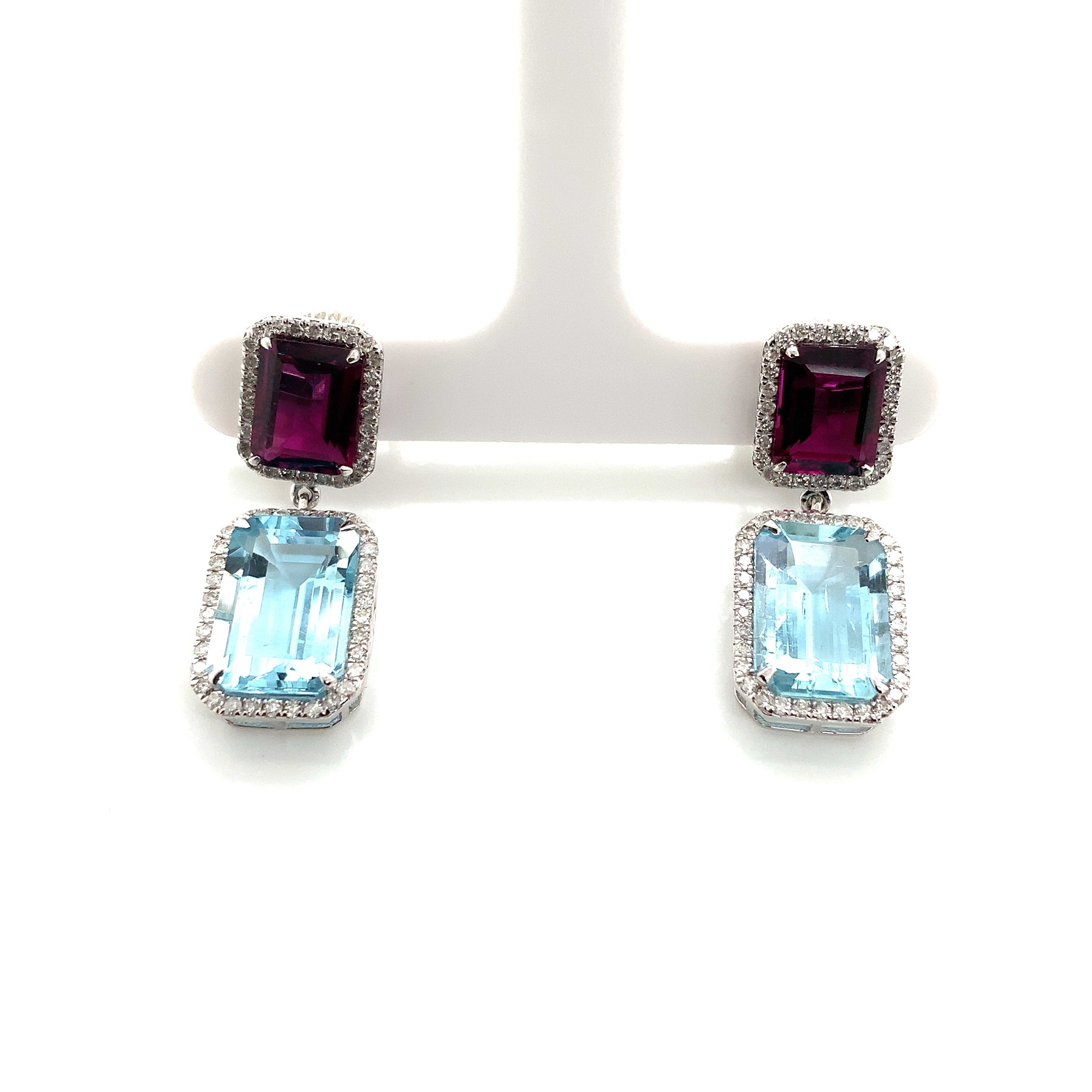 AQUAMARINE GARNET EARRINGS