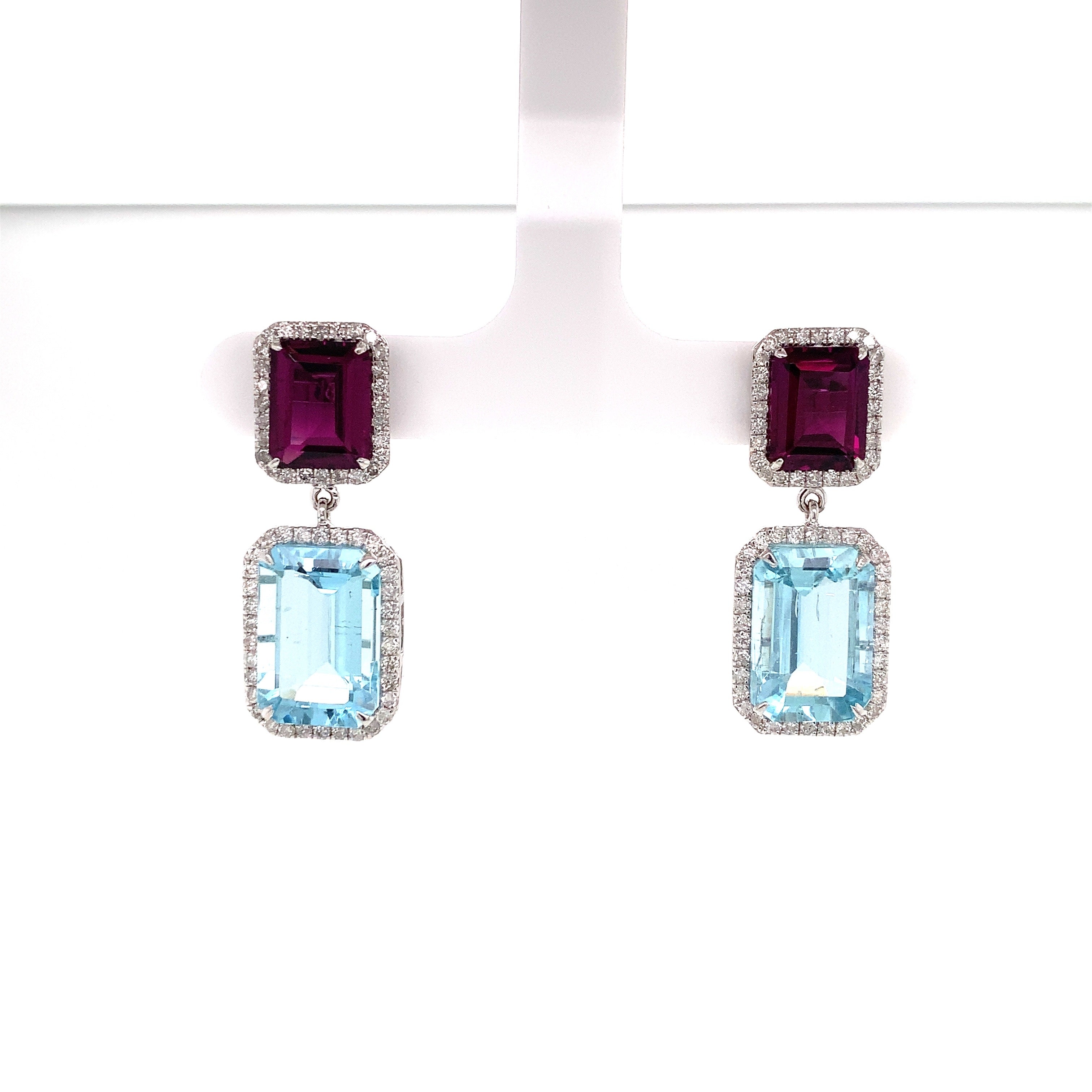 AQUAMARINE GARNET EARRINGS