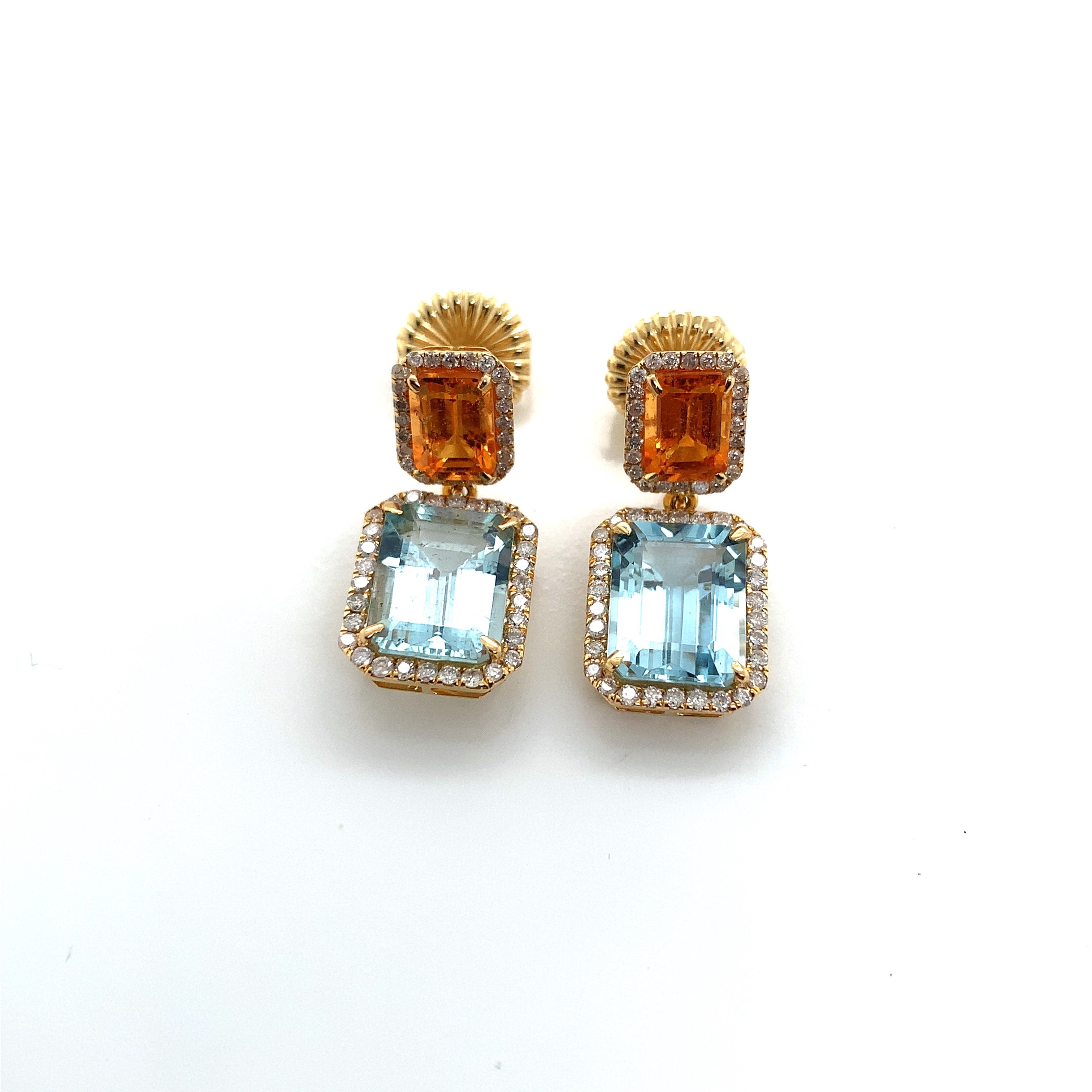 AQUAMARINE GARNET EARRINGS