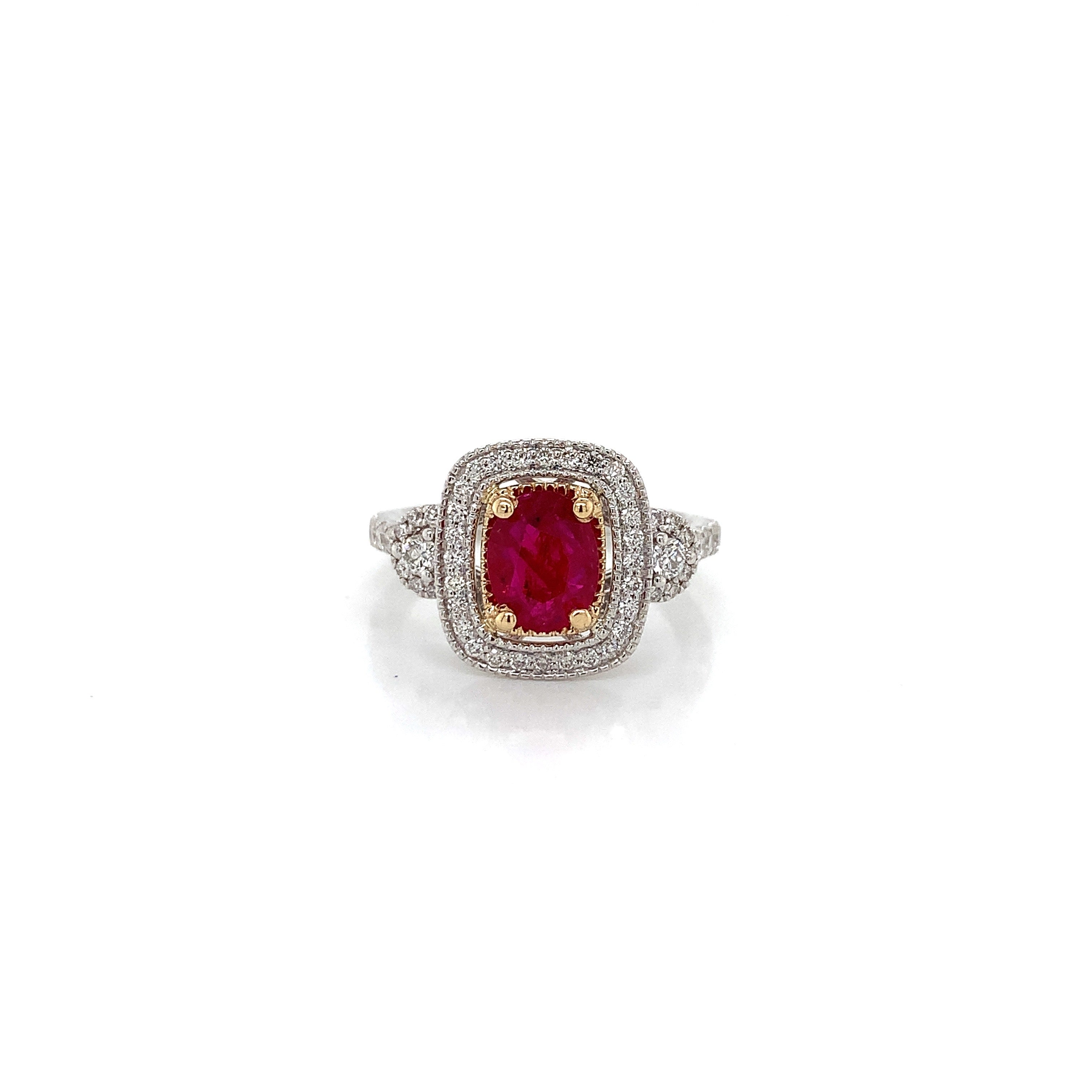 White Gold Ruby and Diamond Ring