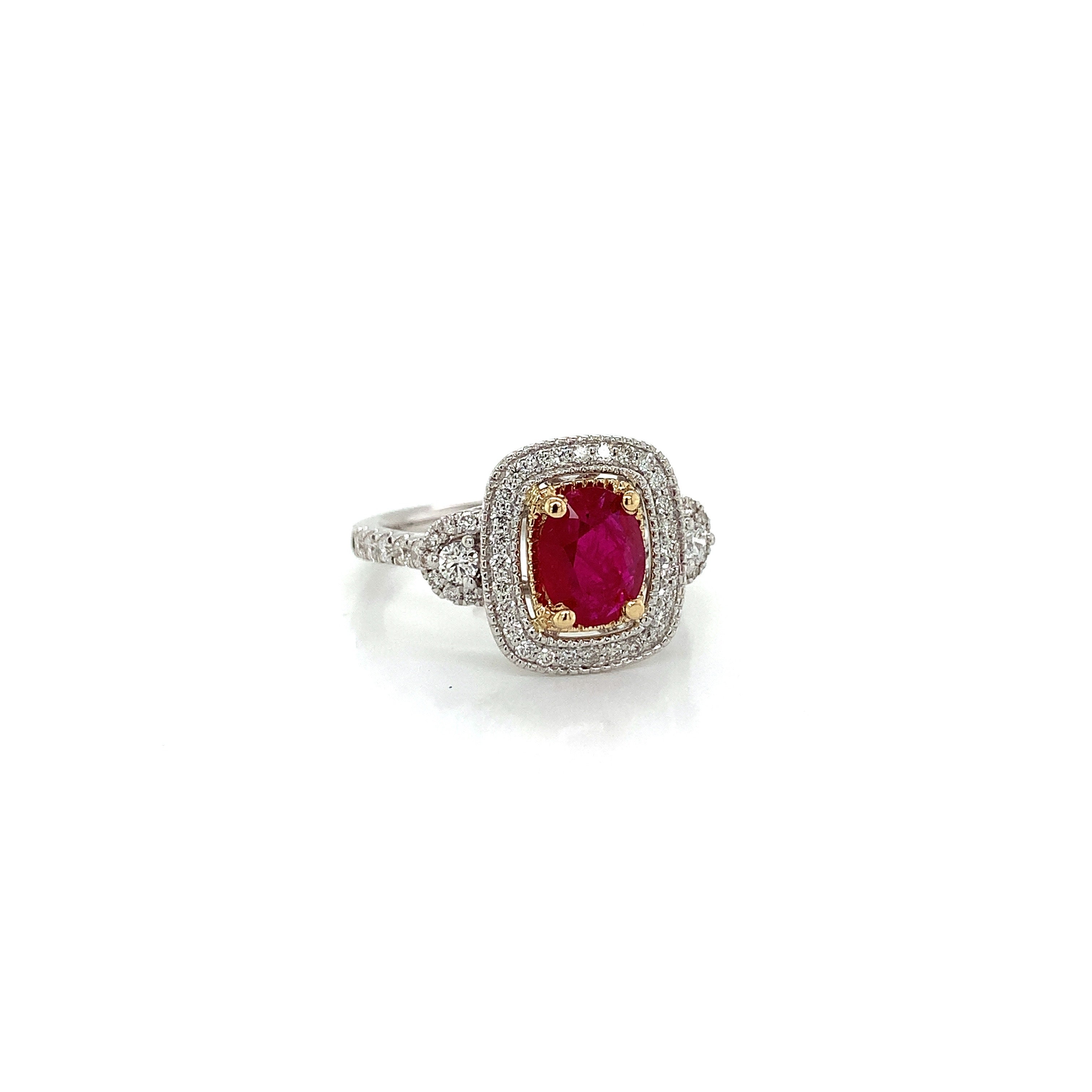 White Gold Ruby and Diamond Ring