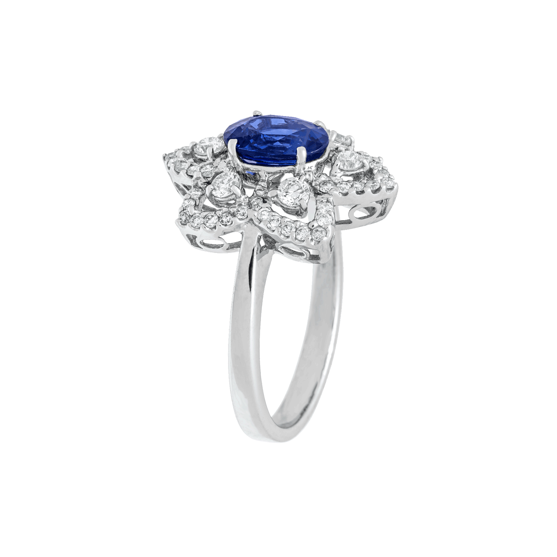 White Gold Diamond and Sapphire ring