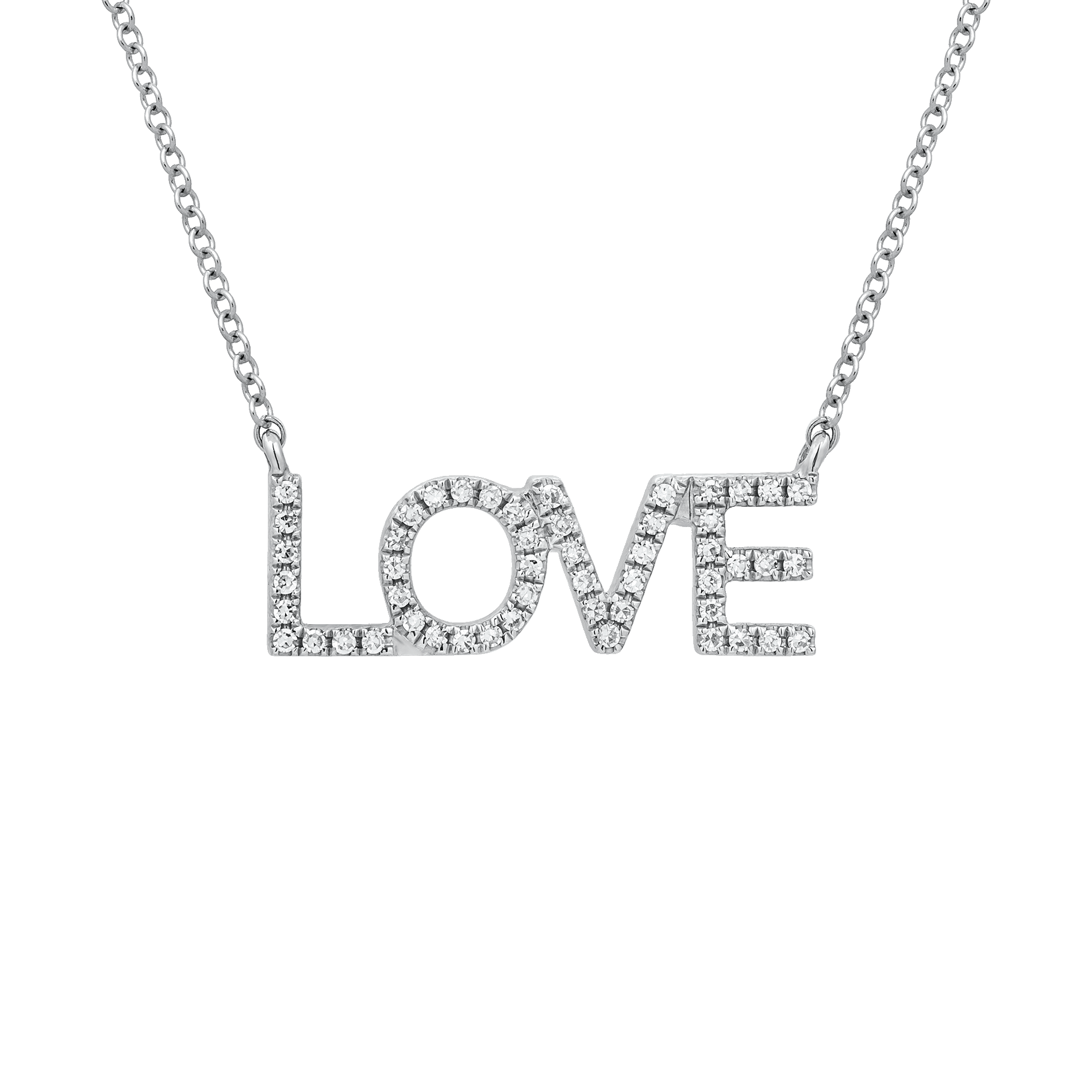 White Gold Pendant Necklace with Diamond Only Stones