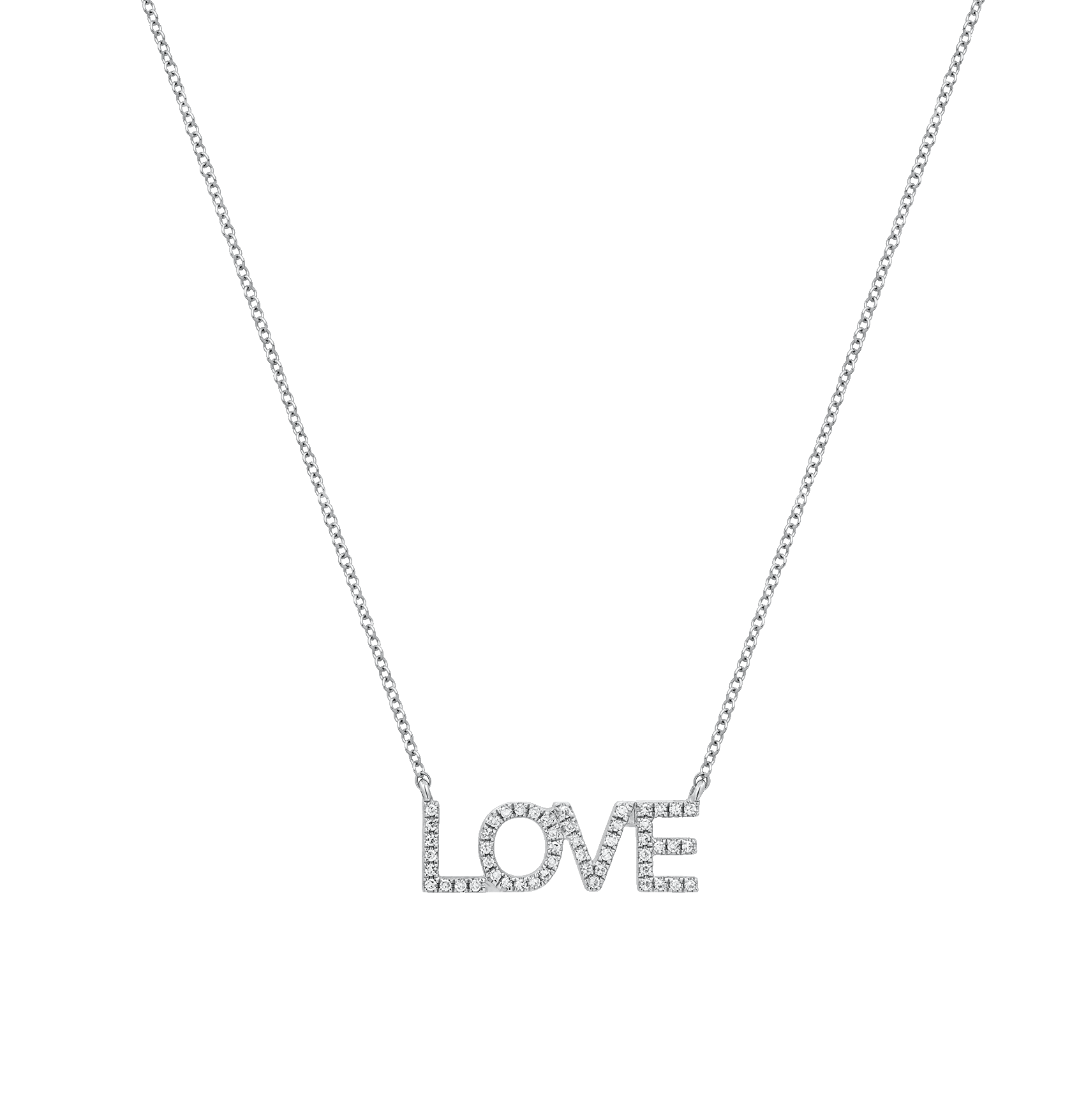 White Gold Pendant Necklace with Diamond Only Stones