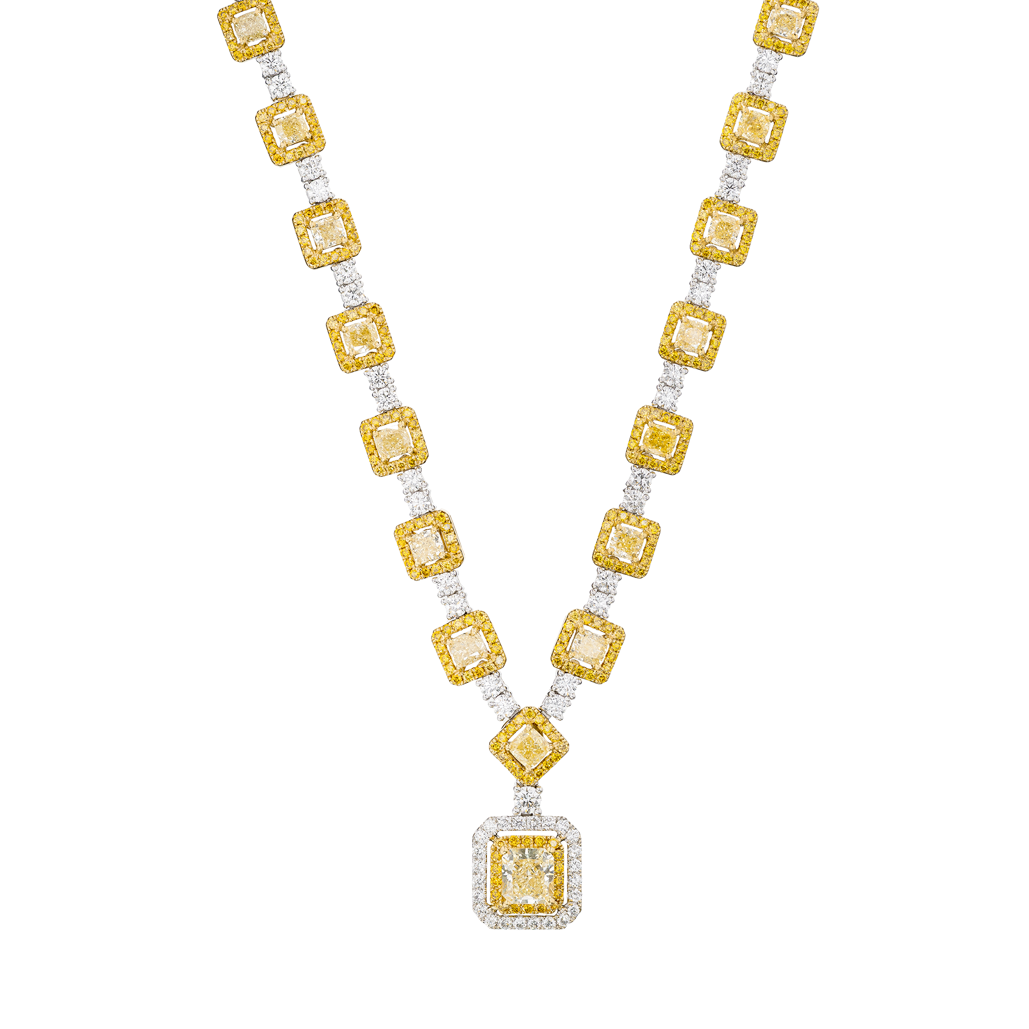White Gold Gemstone Necklace with Diamond Only Stones