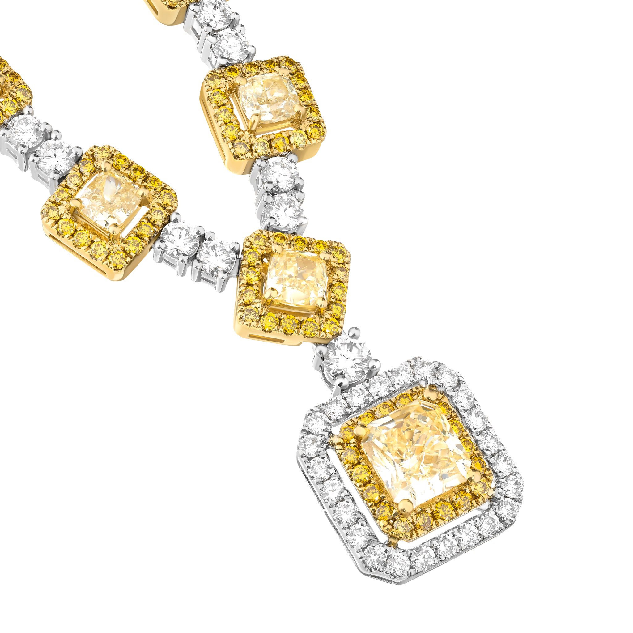 White Gold Yellow Diamond Necklace