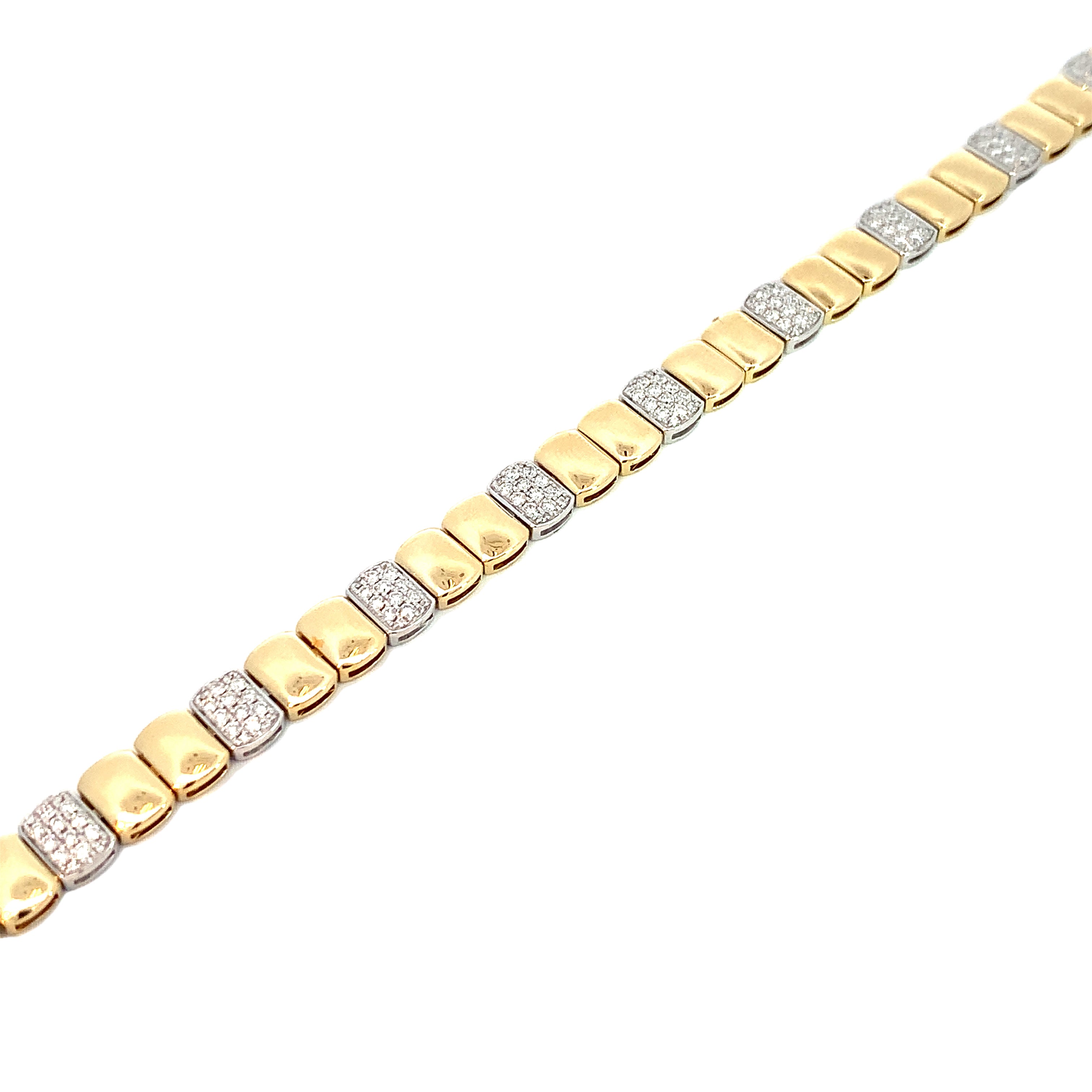 Yellow Gold Chain Bracelet with Diamond Only Stones