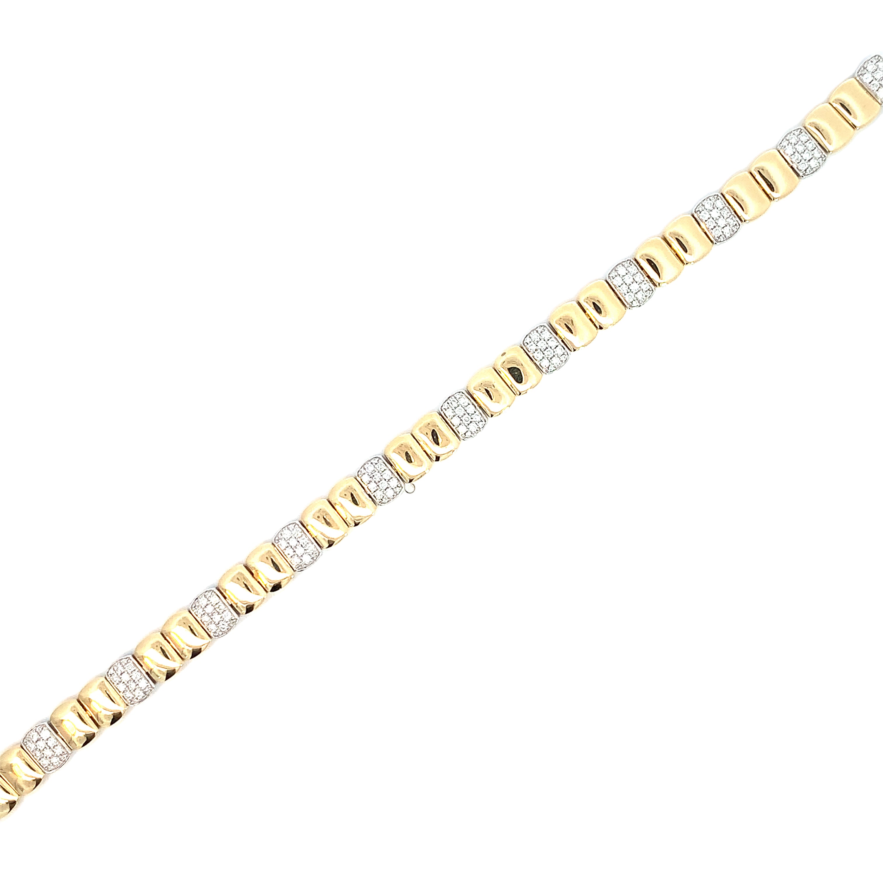 Yellow Gold Chain Bracelet with Diamond Only Stones