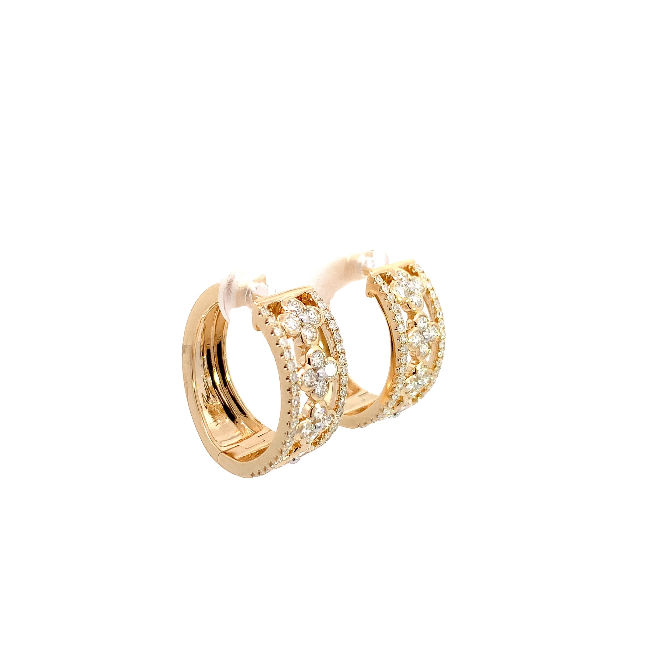 Yellow Gold Hoop Earrings with Diamond Only Stones