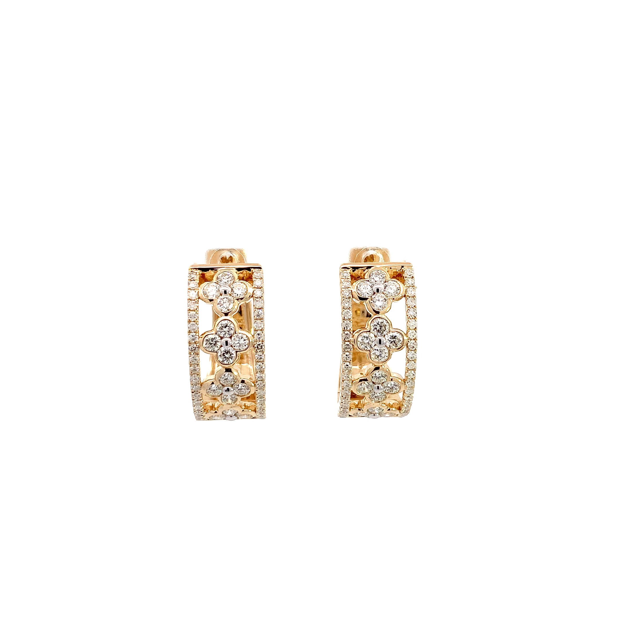 Yellow Gold Hoop Earrings with Diamond Only Stones