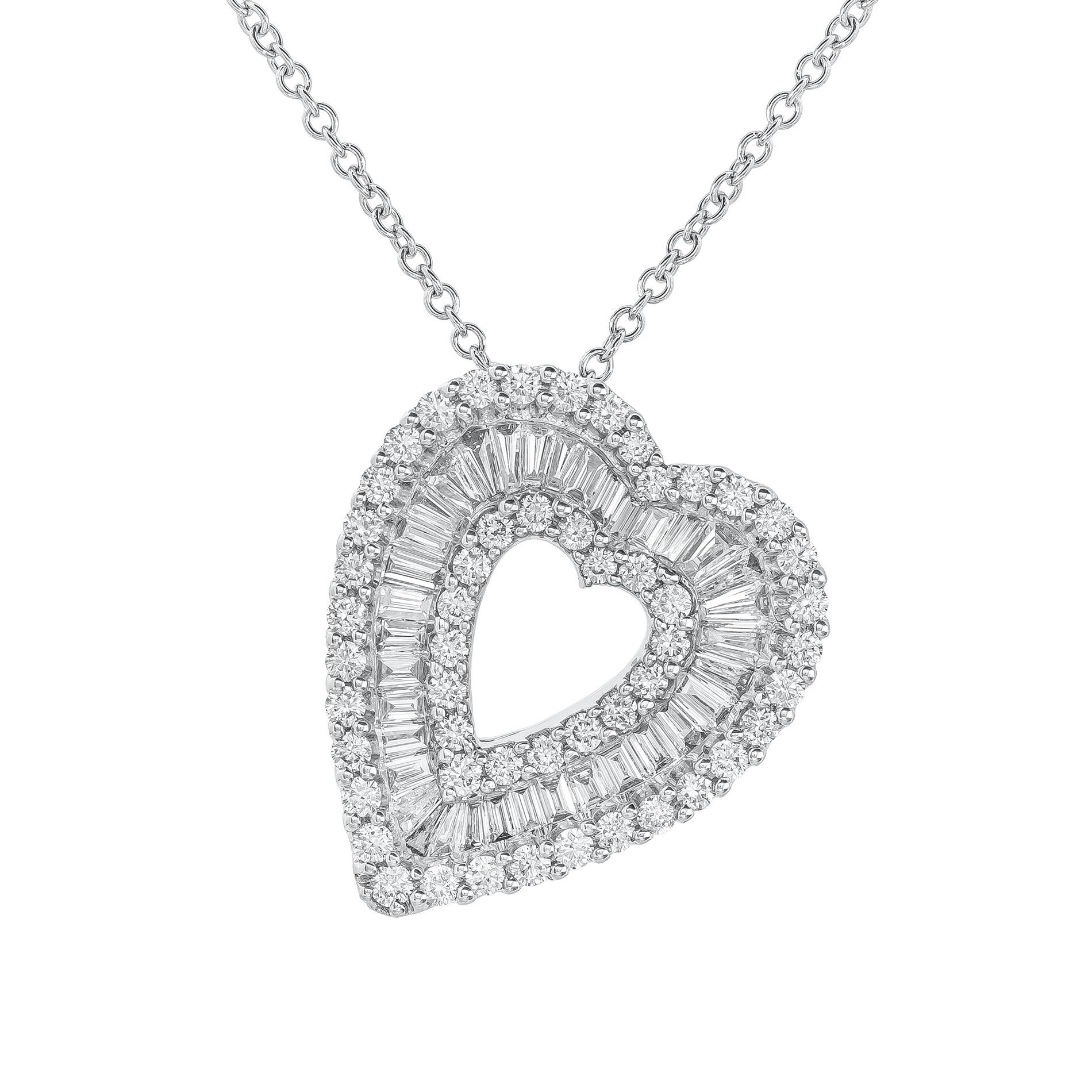 White Gold Pendant Necklace with Diamond Only Stones