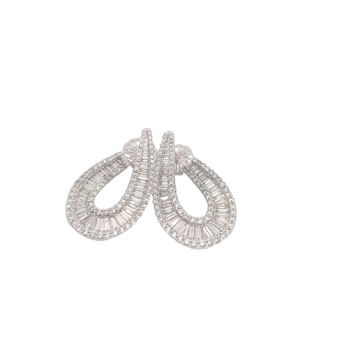 White Gold Drop Earrings with Diamond Stones