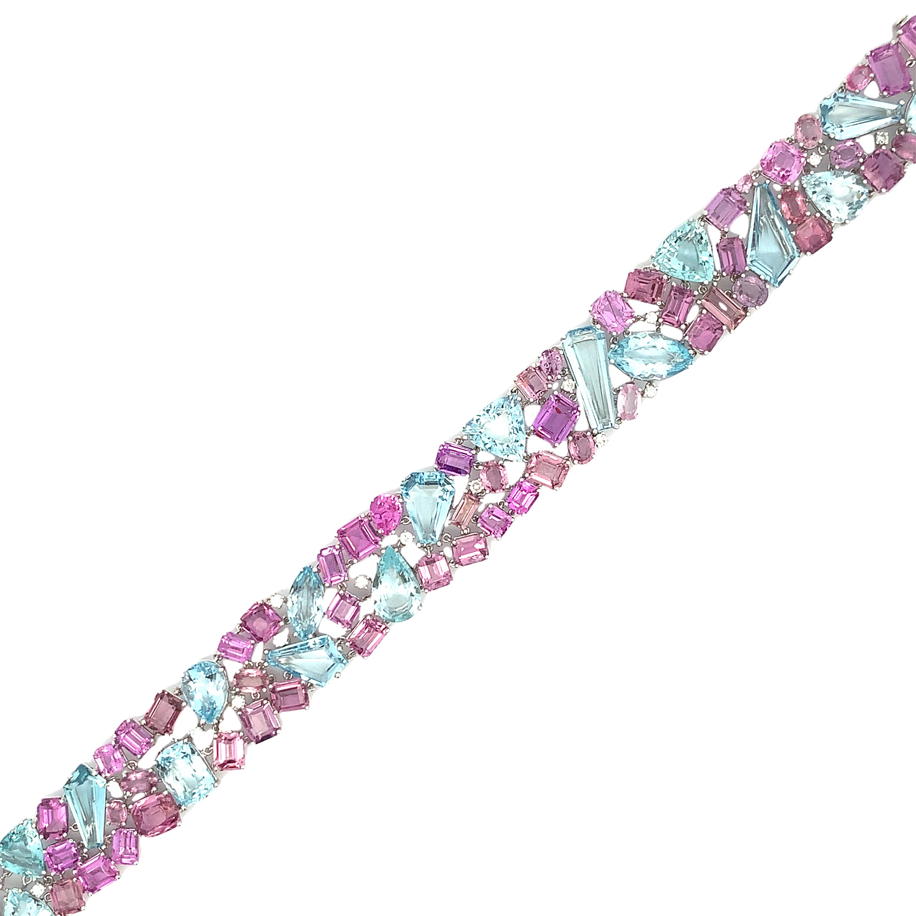 AQUAMARINE & PINK SAPPHIRE BRACELET