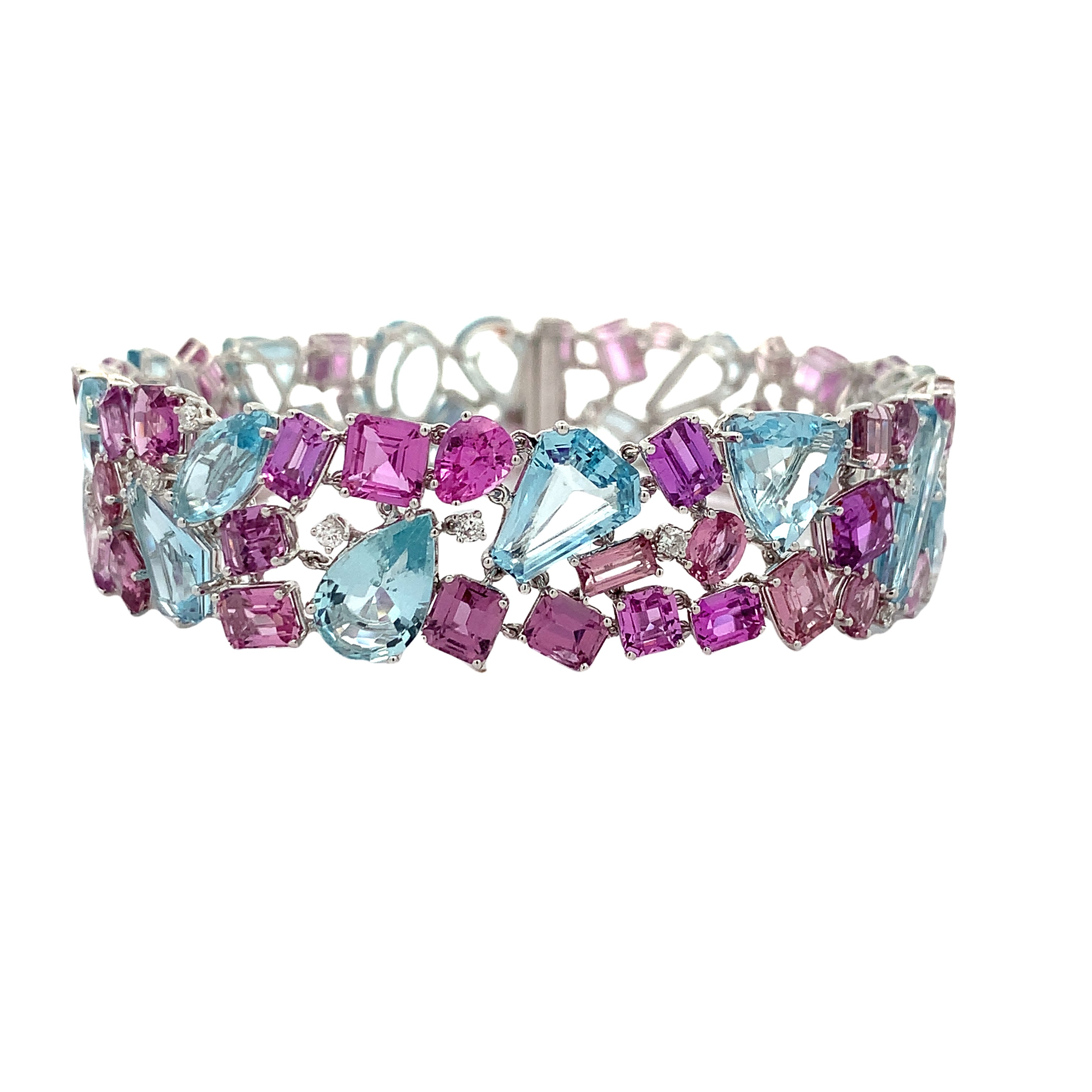 AQUAMARINE & PINK SAPPHIRE BRACELET