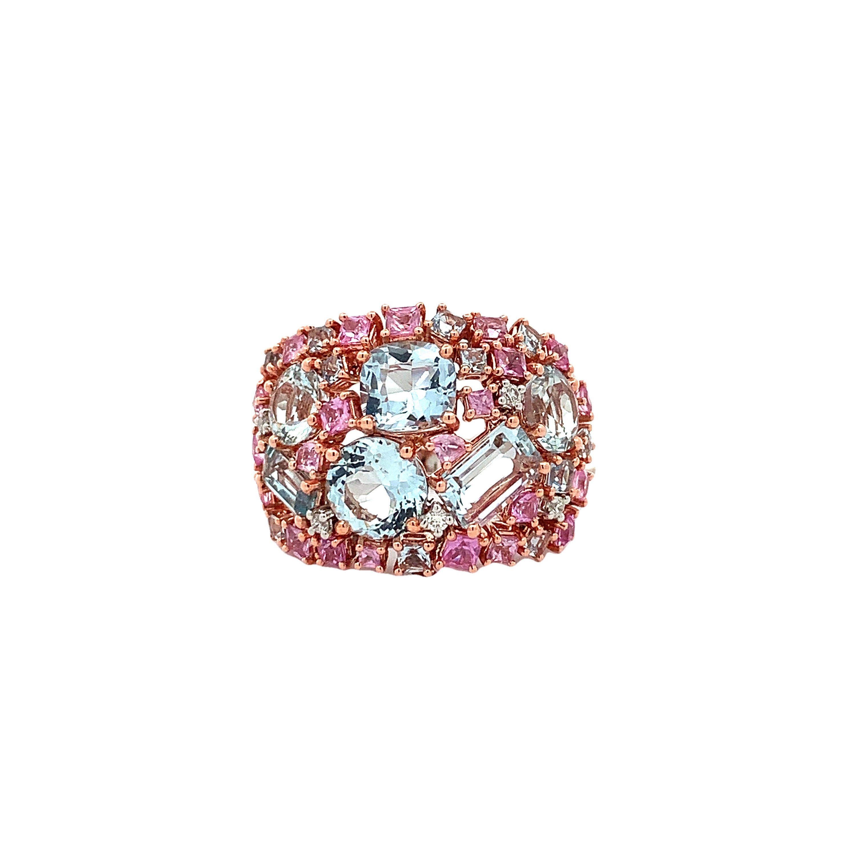 AQUAMARINE & PINK SAPPHIRE RING