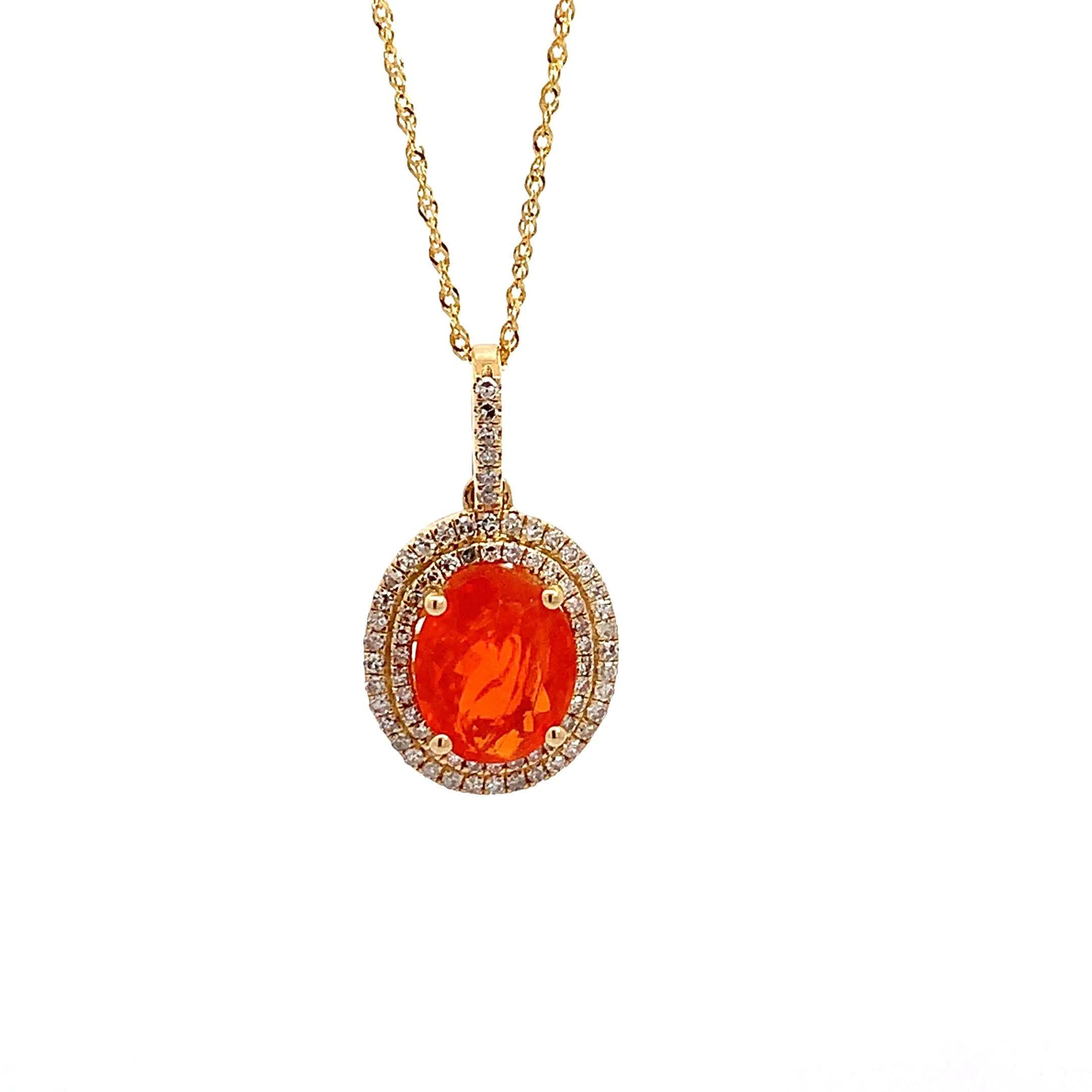 ORANGE OPAL AND DIAMOND NECKLACE