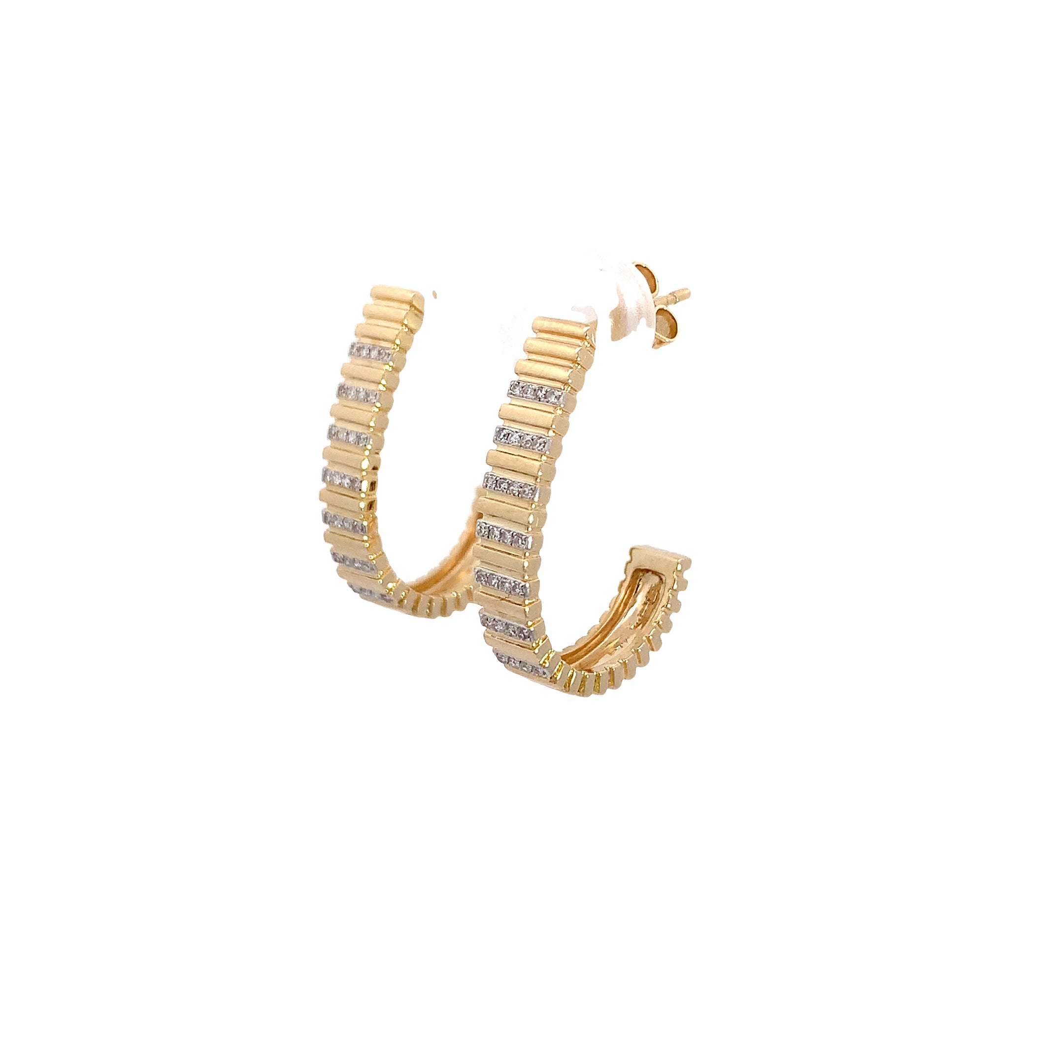 Yellow Gold Hoop Earrings with Diamond Only Stones