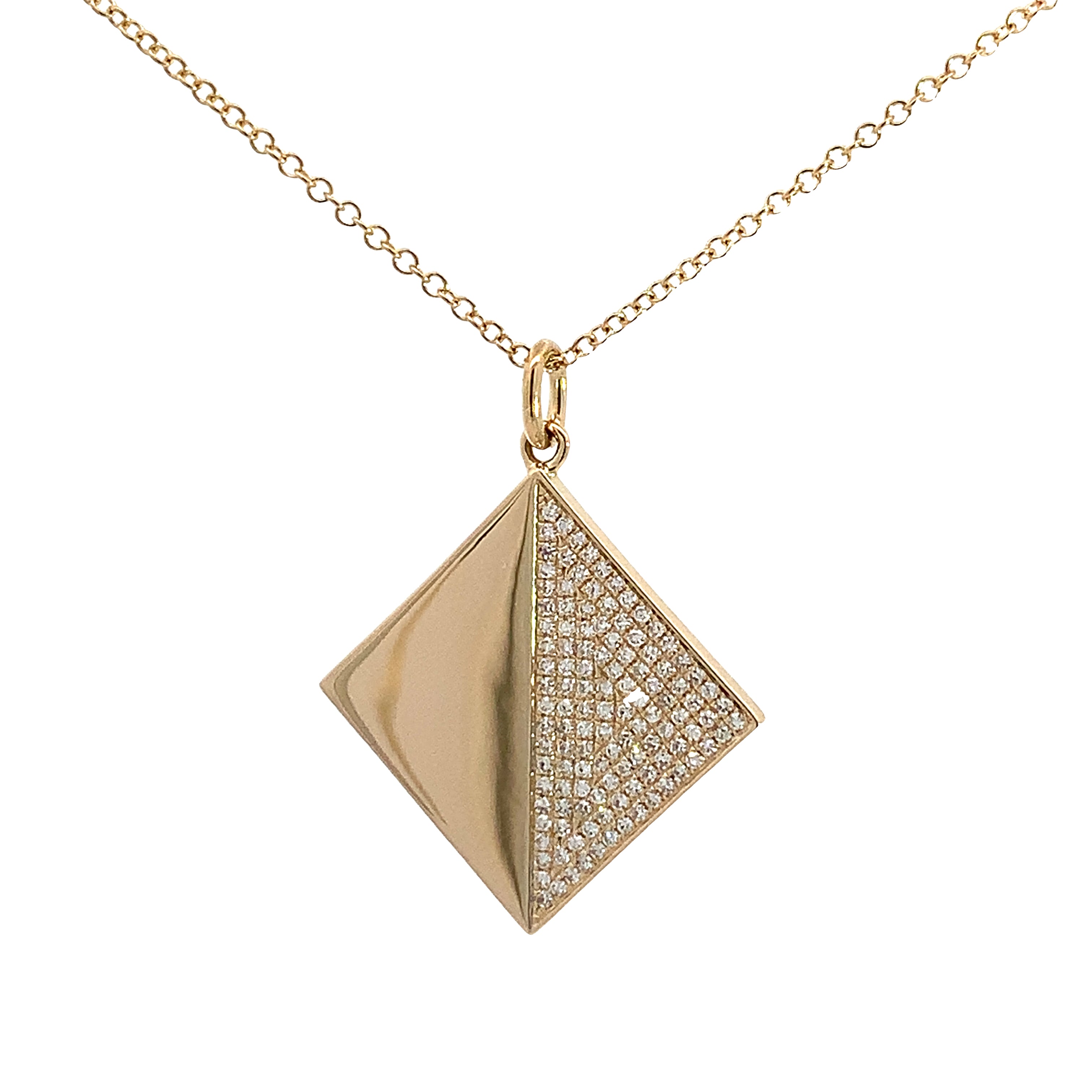 Yellow Gold Pendant Necklace with Diamond Only Stones