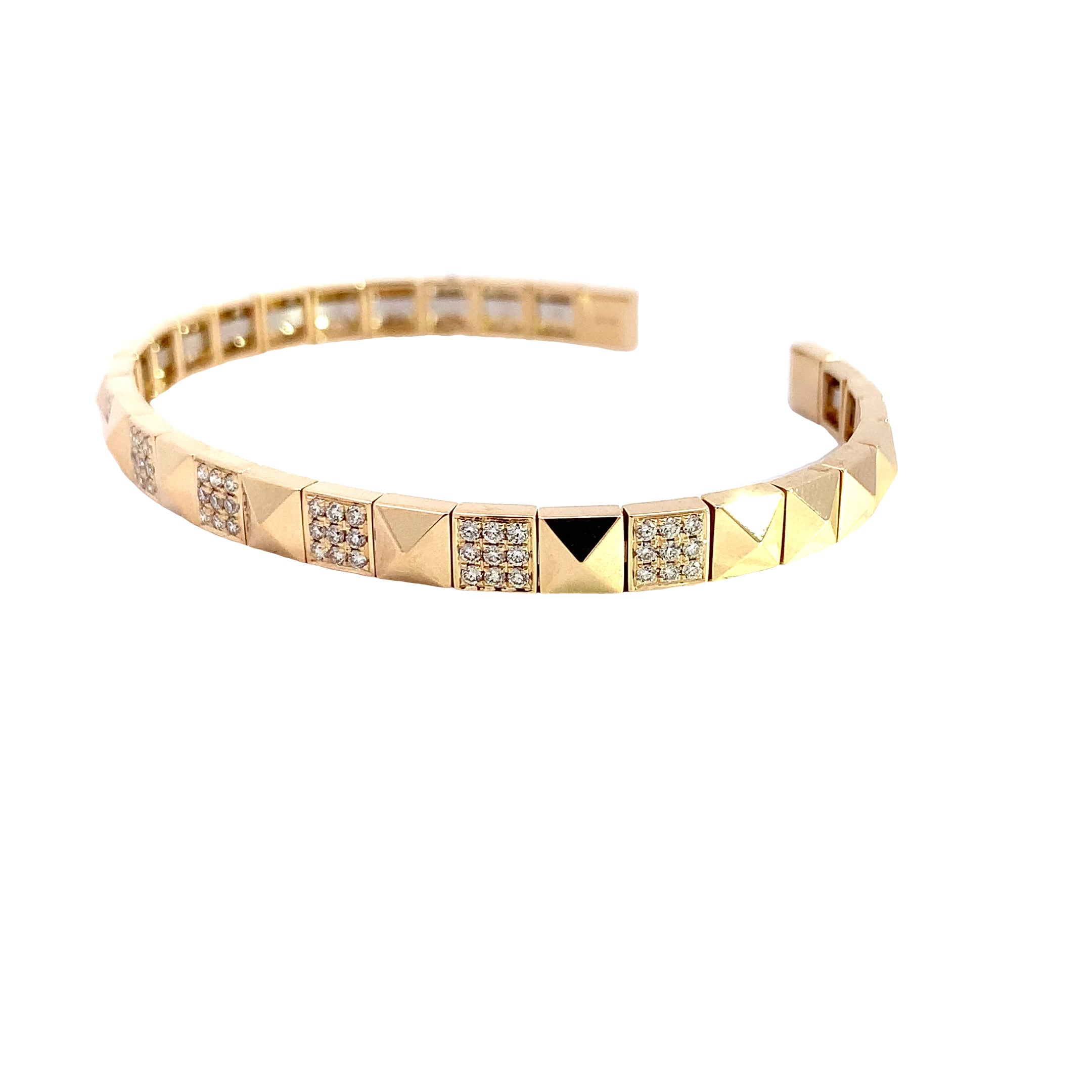 Yellow Gold Bangle Bracelet with Diamond Only Stones