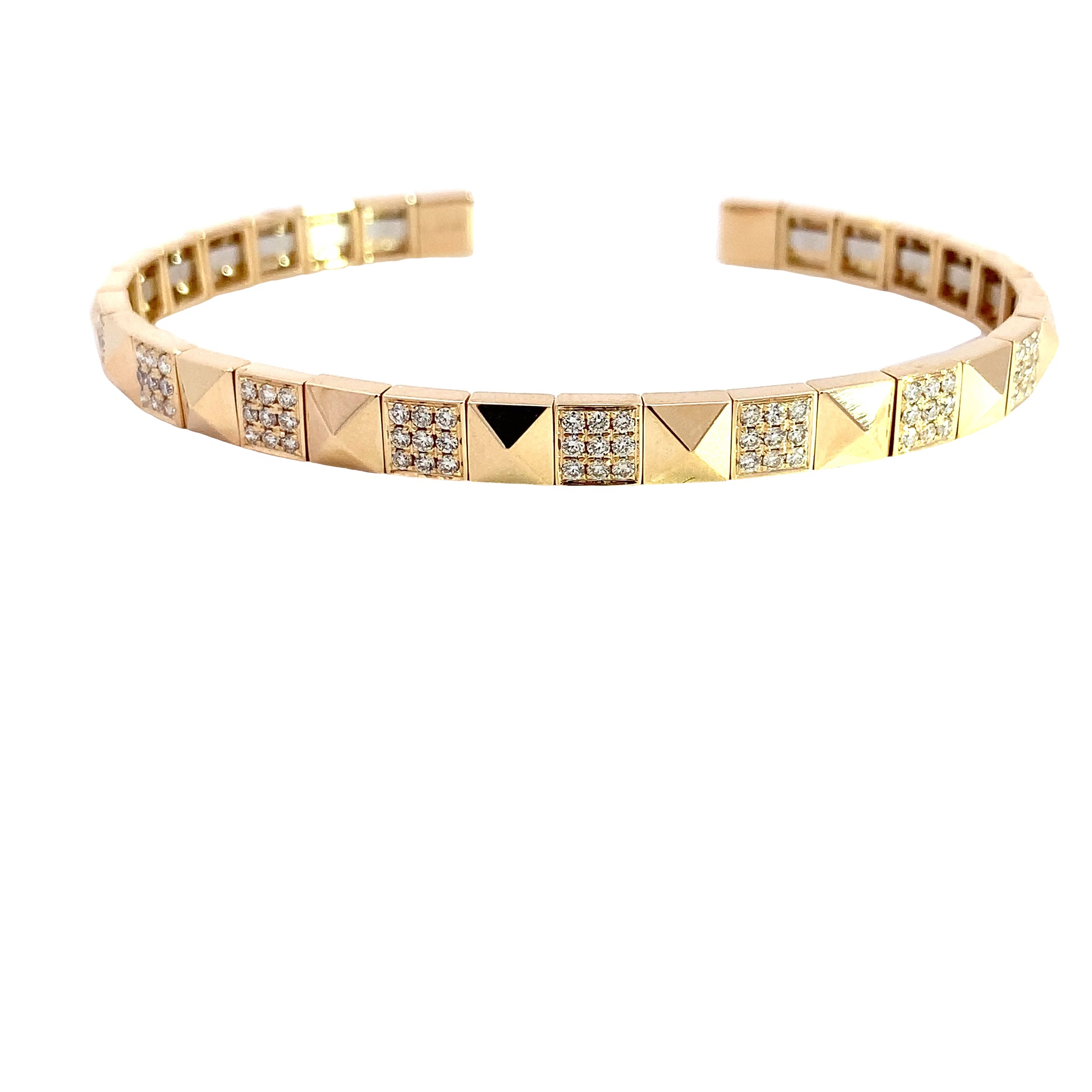 Yellow Gold Bangle Bracelet with Diamond Only Stones