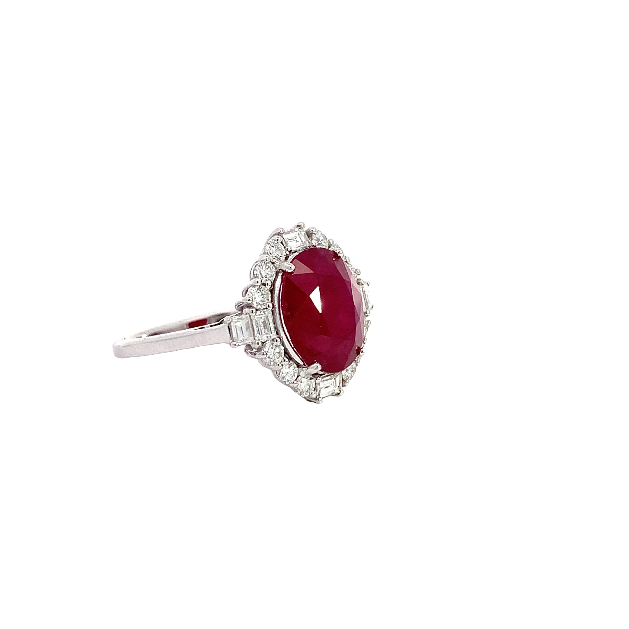 White Gold Ring with Diamond, Ruby Stones