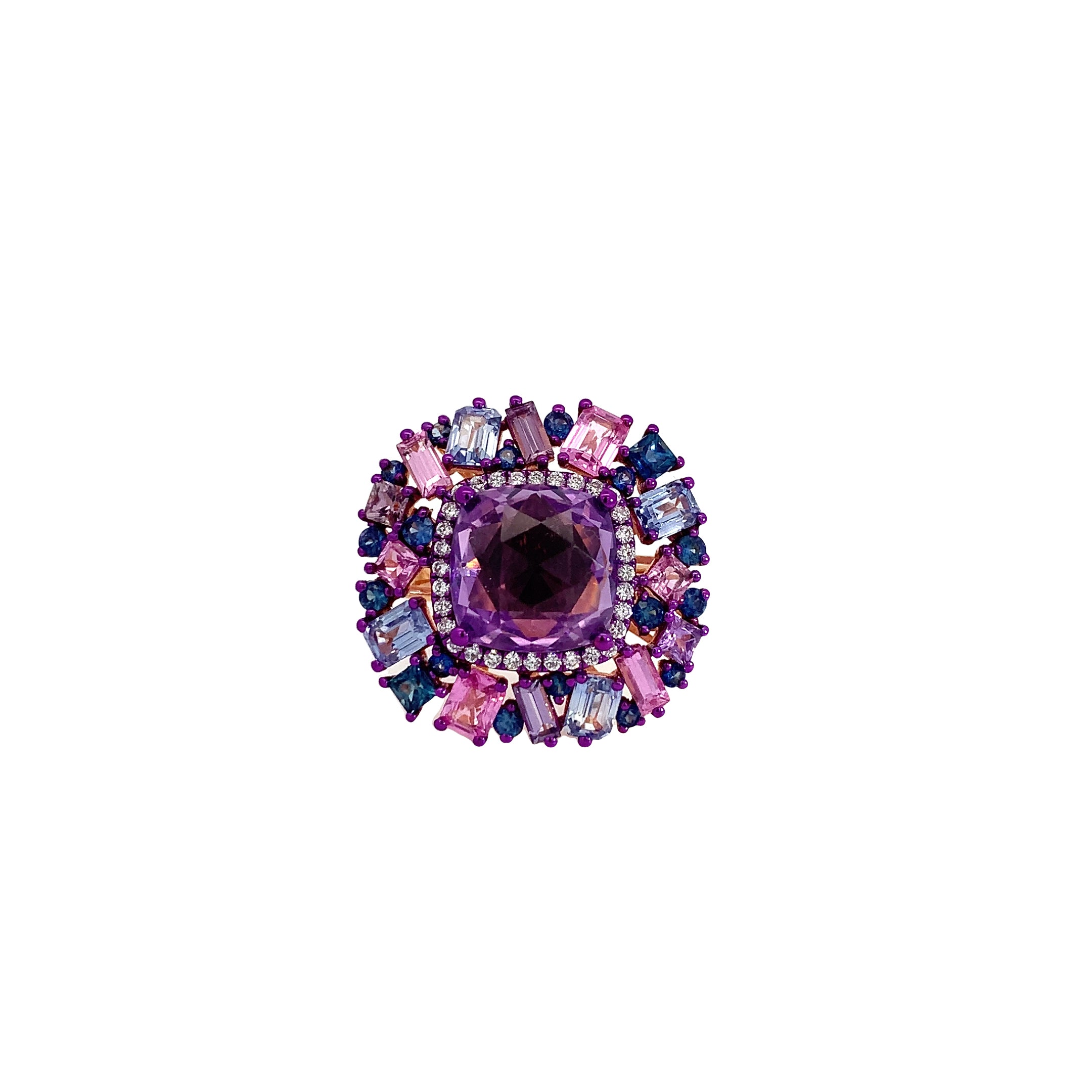 AMETHYST AND COLORED STONE RING