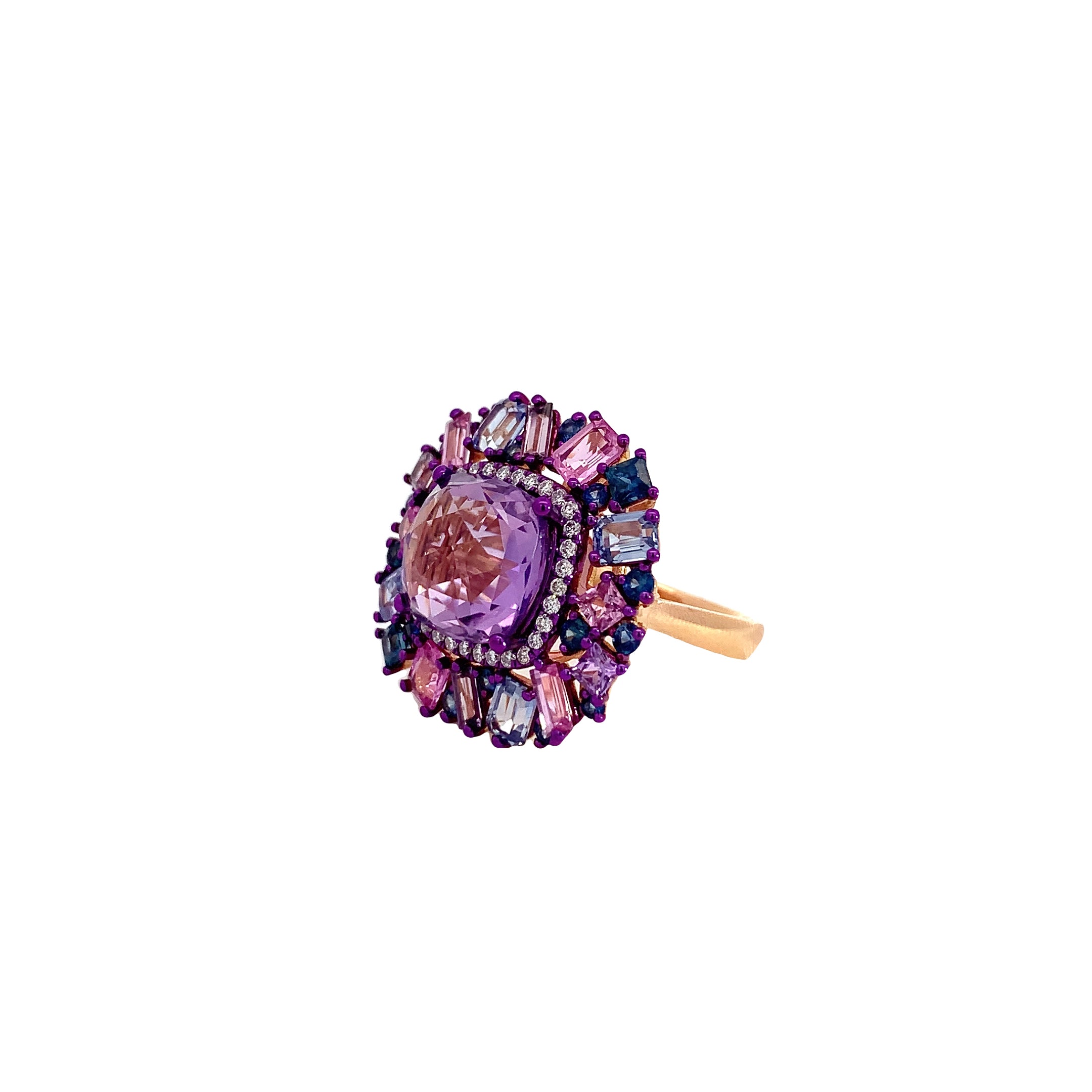 AMETHYST AND COLORED STONE RING