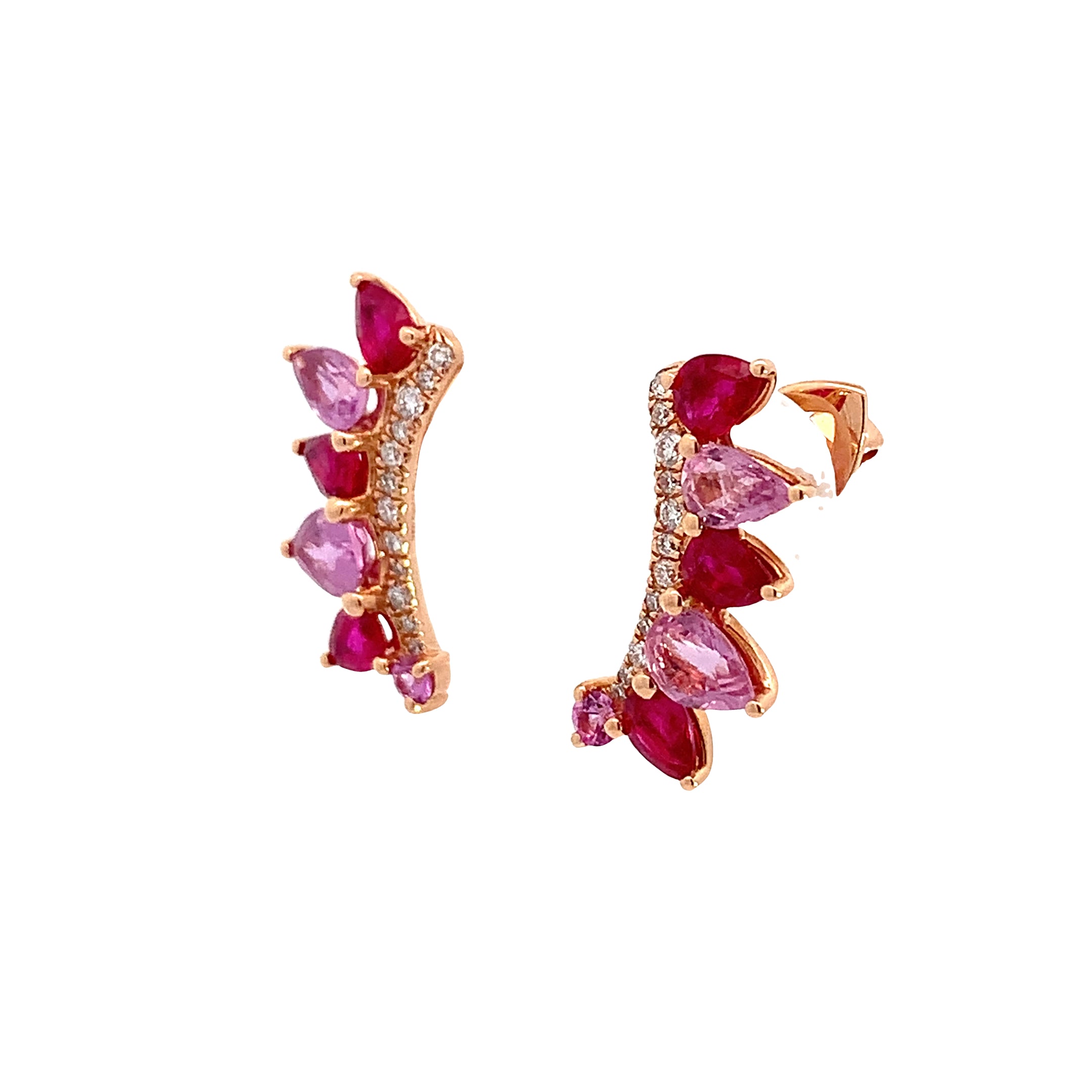 Earrings Yellow Gold Stud Earrings with Diamond, Sapphire Stones Sapphire Stones