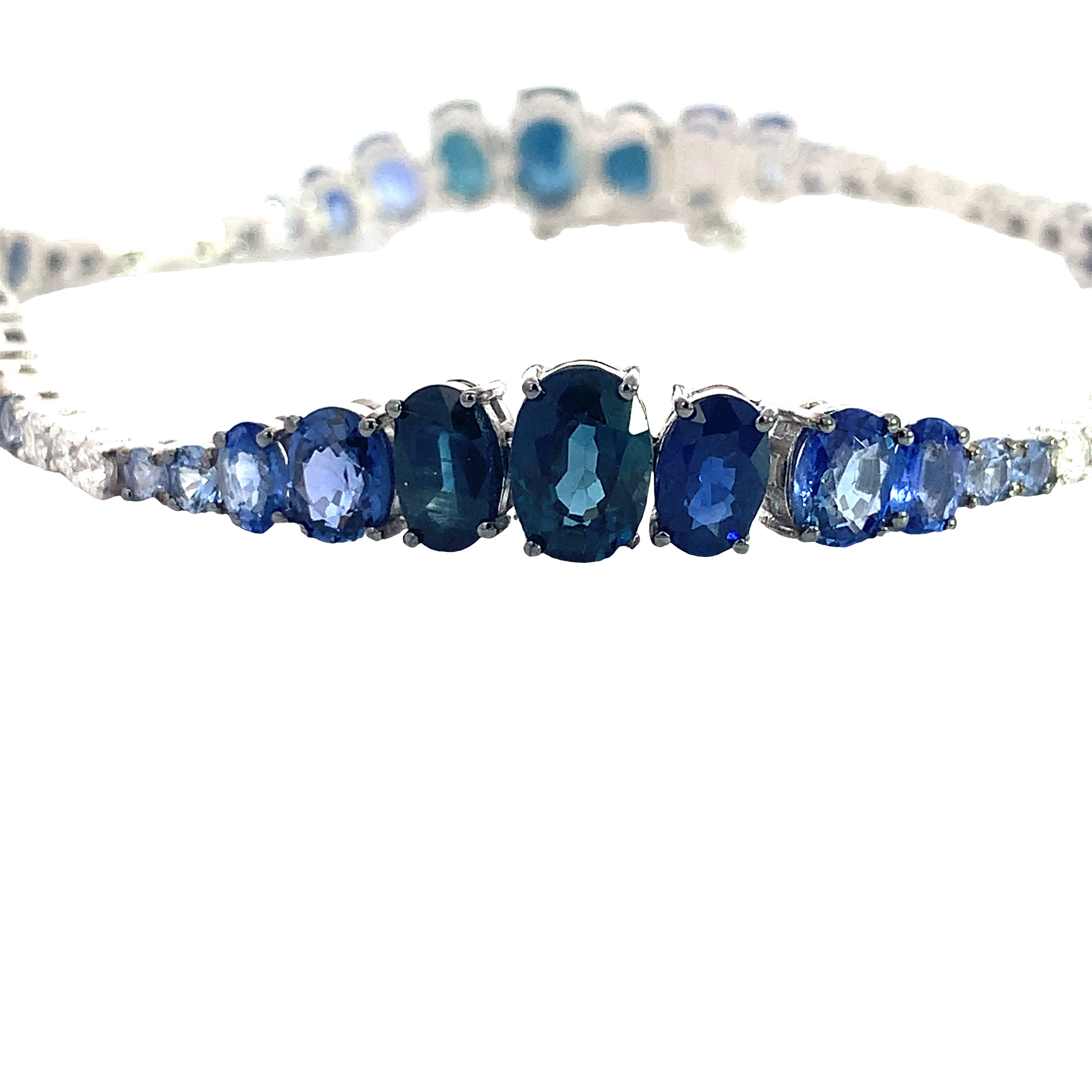 White Gold Gemstone Bracelet with Diamond, Sapphire Stones