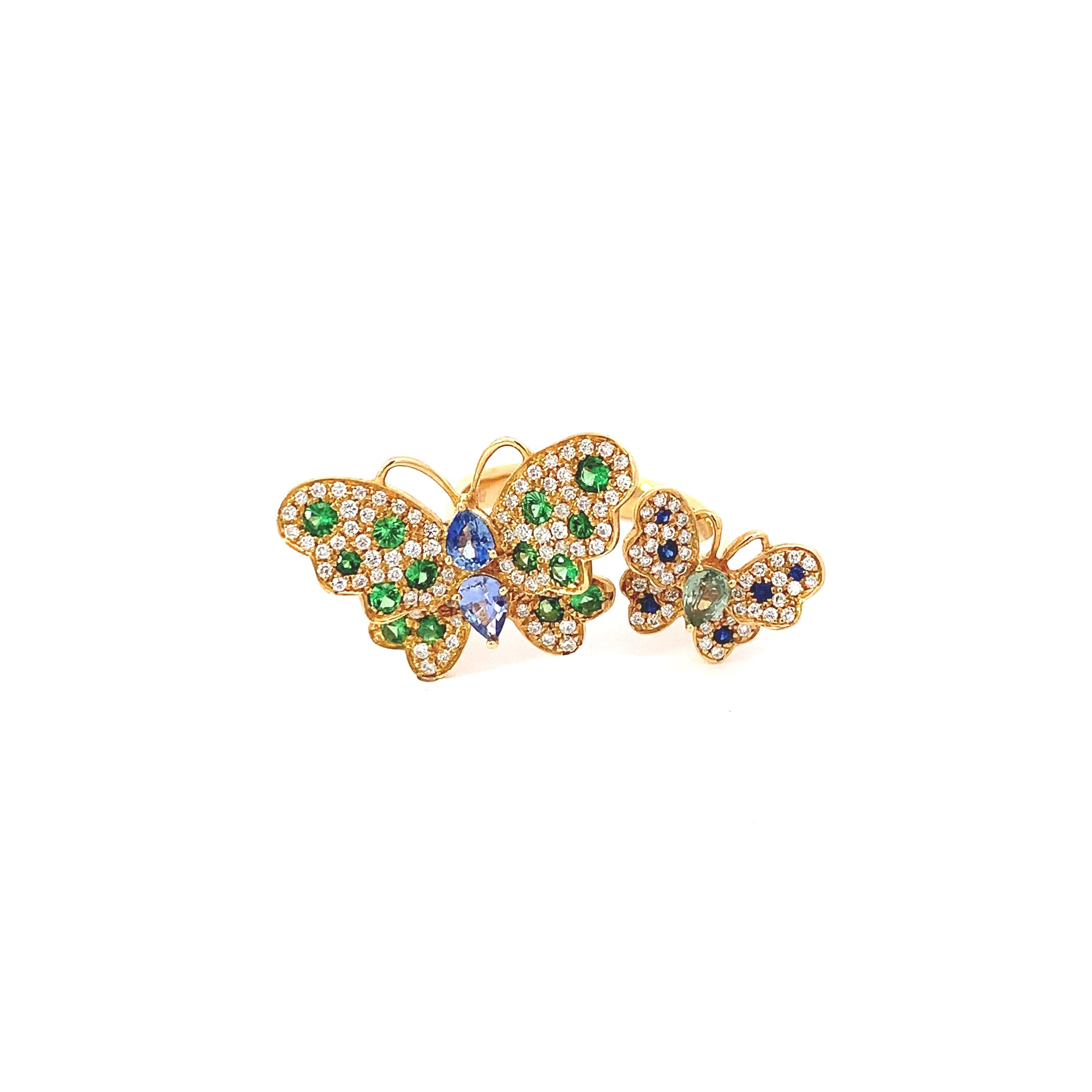 Yellow Gold Ring with Diamond, Sapphire Stones