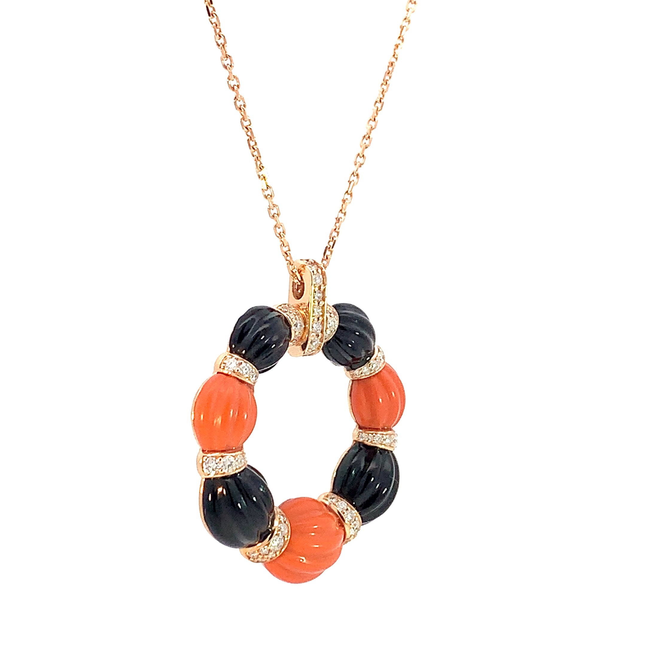 DIAMOND CORAL ONYX PENDANT