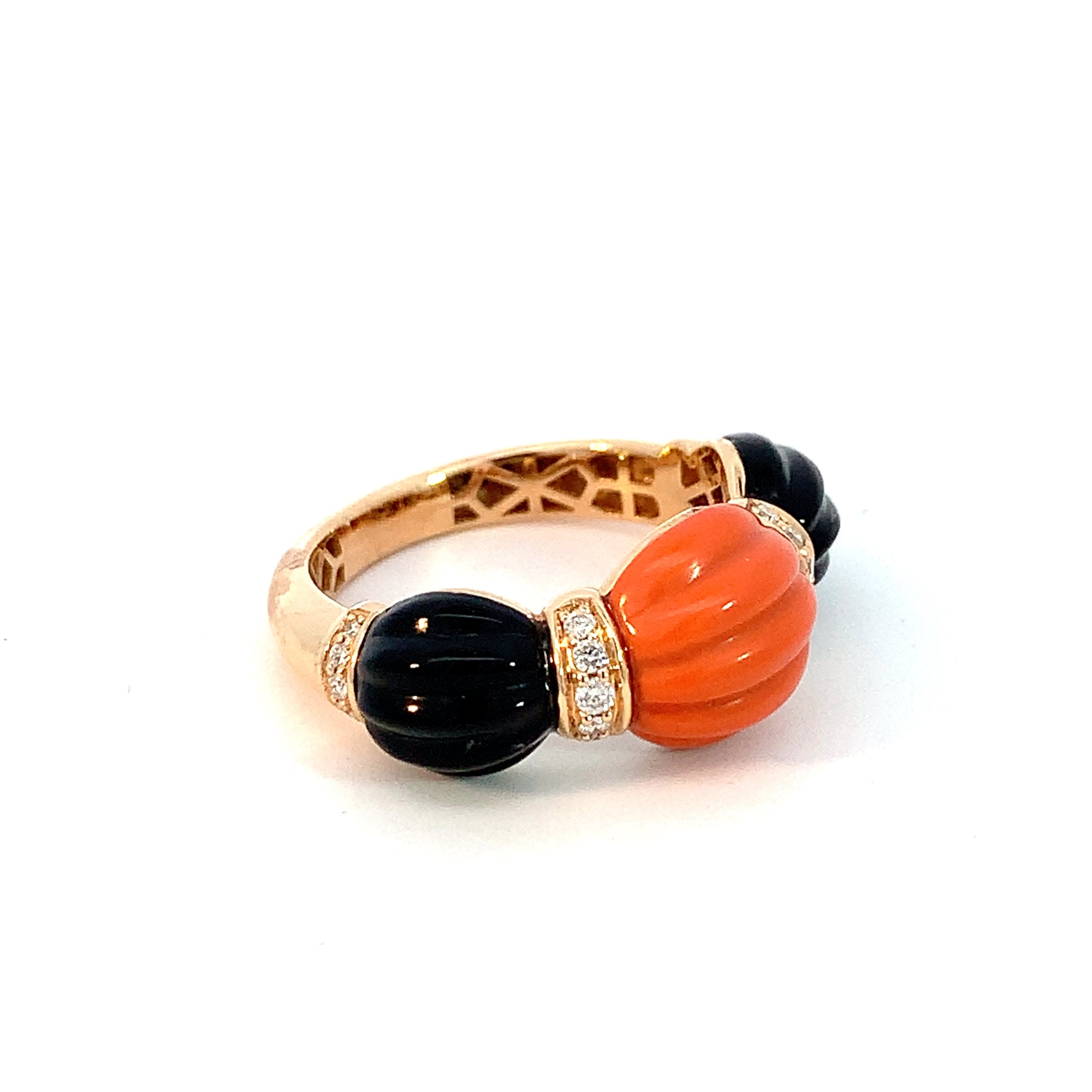 CORAL ONYX AND DIAMONDS RING
