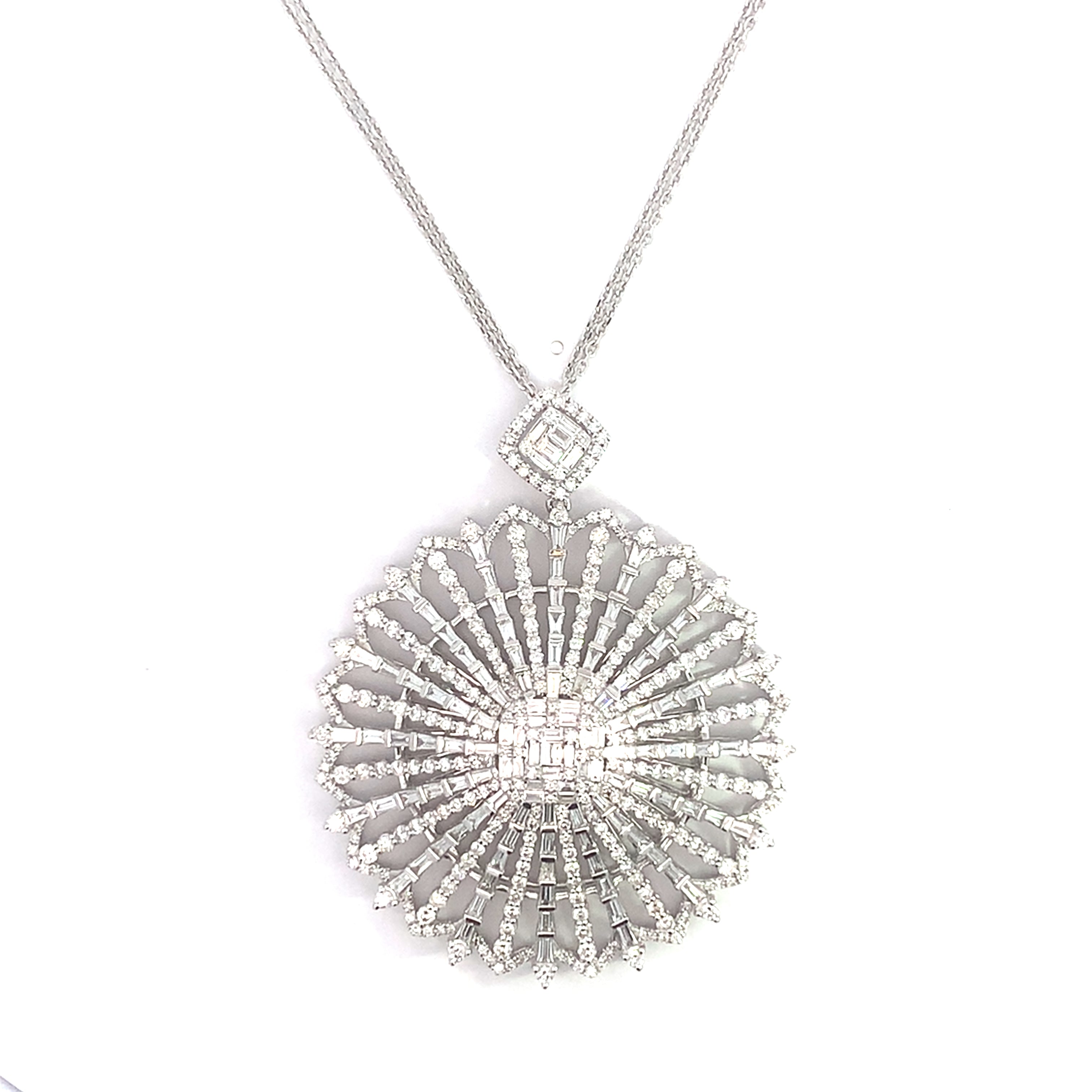 White Gold Pendant Necklace with Diamond Only Stones