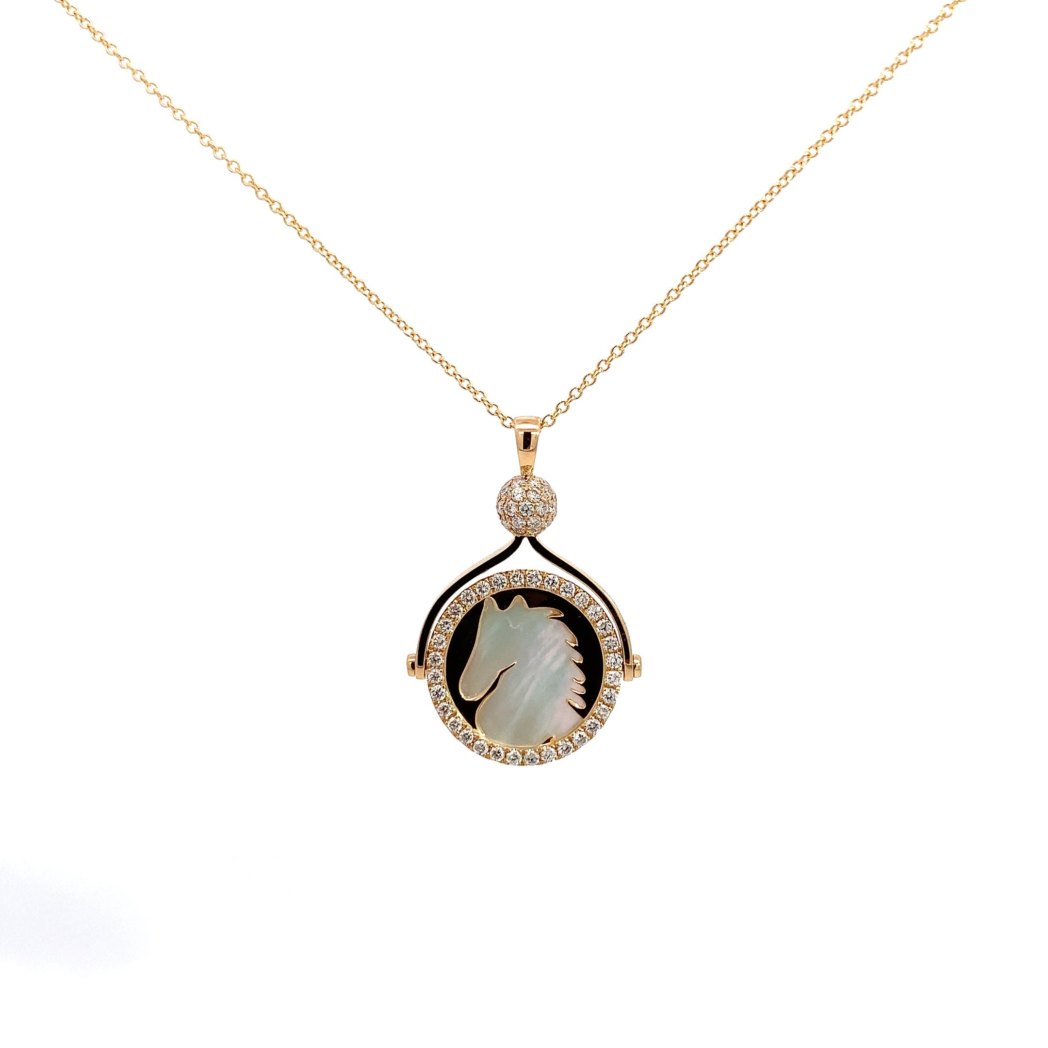Yellow Gold Pendant Necklace with Diamond Only Stones