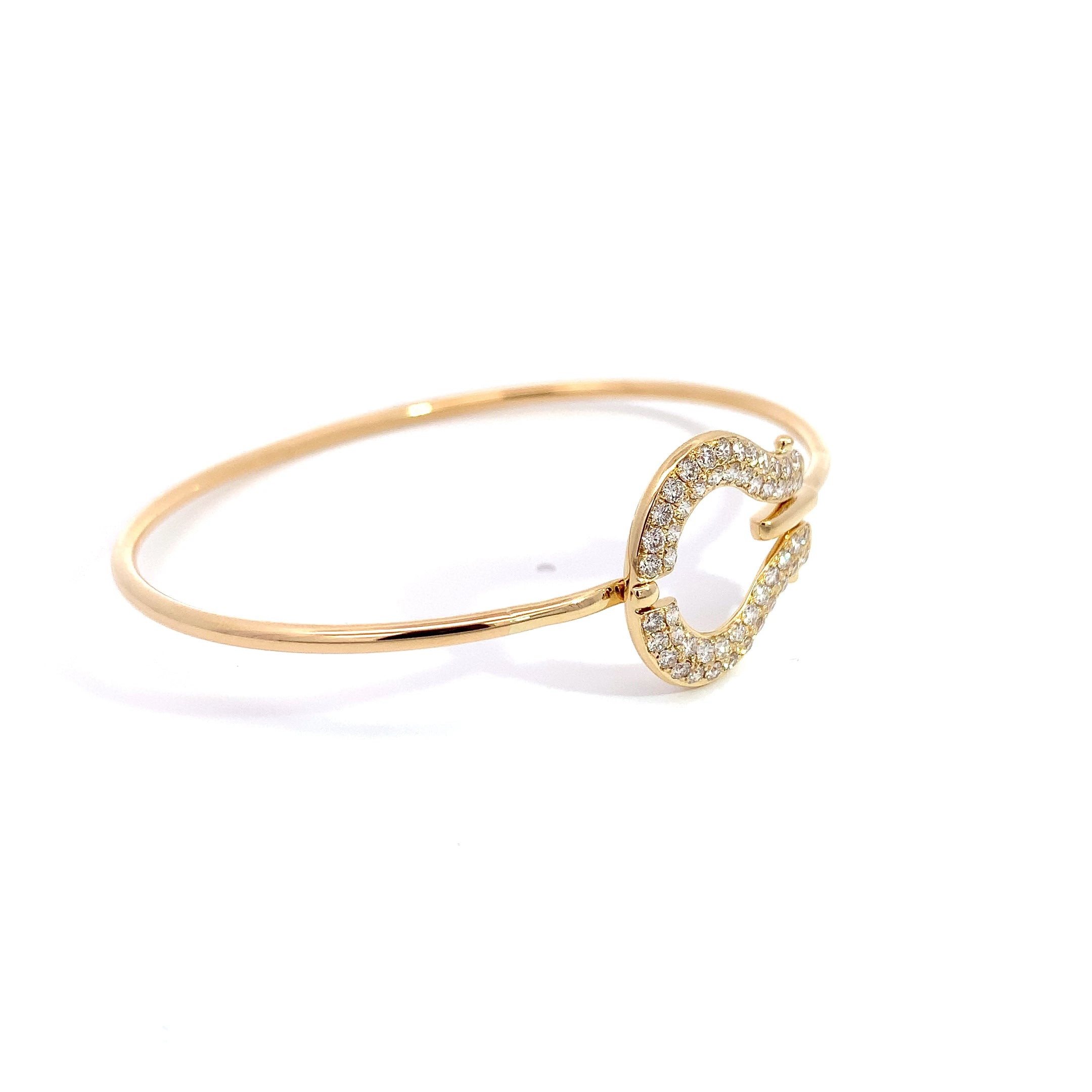 Yellow Gold Bangle Bracelet with Diamond Only Stones